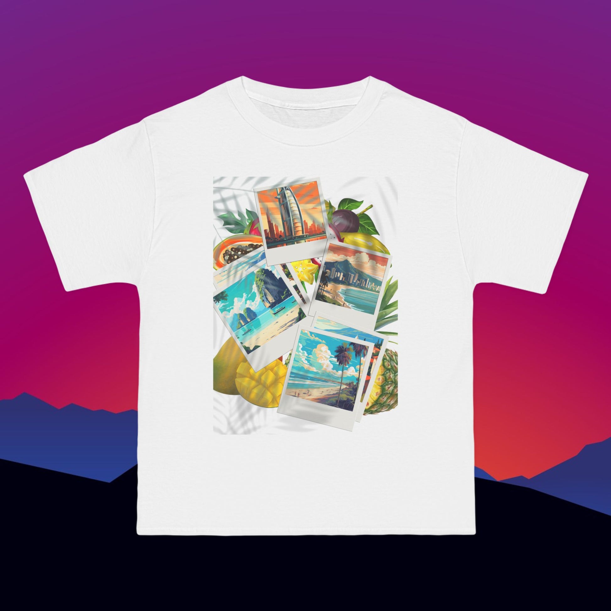 Around the World T-Shirt: (Hanes Beefy-T 100% Preshrunk Cotton Custom Printed by TheGlassyLass.com