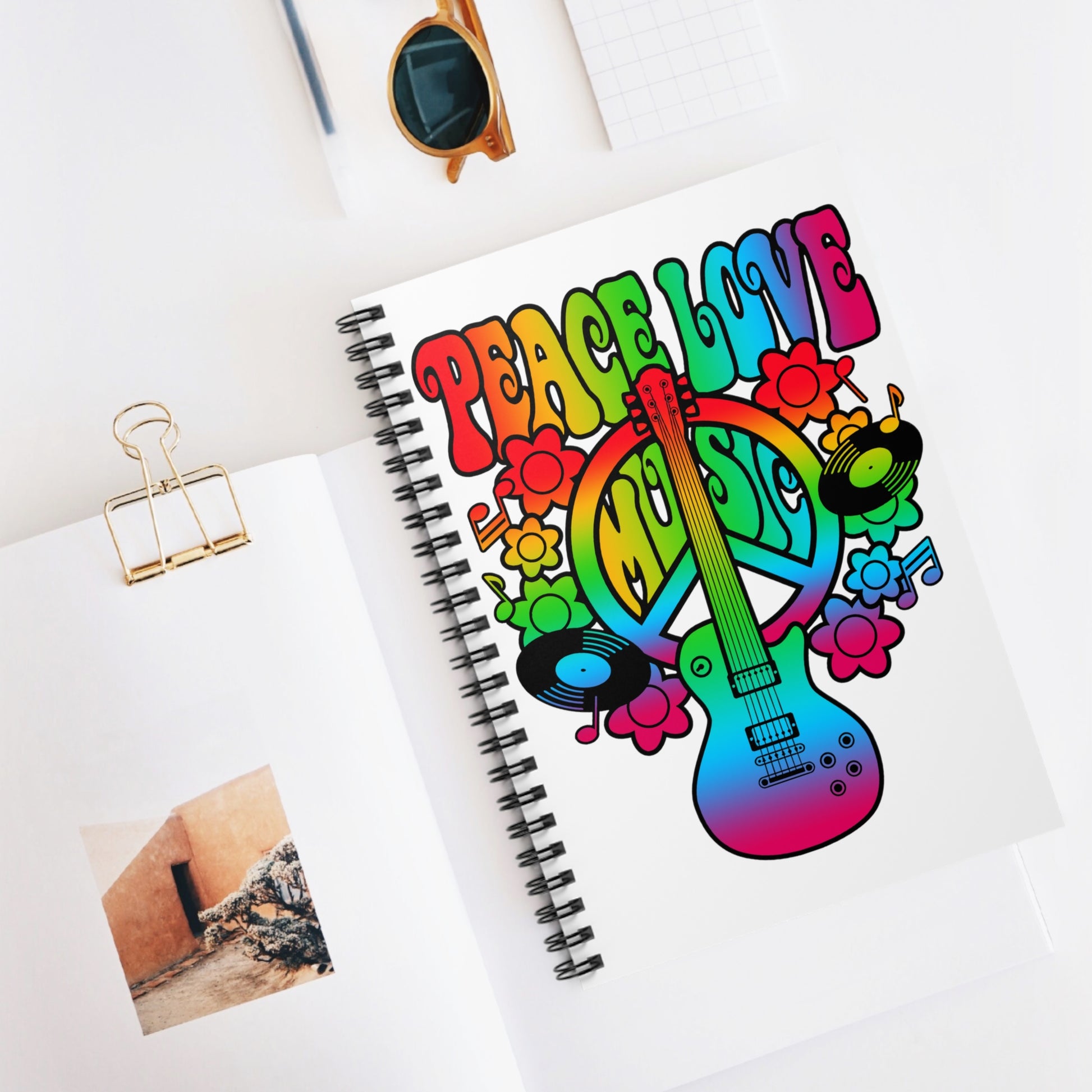 Peace - Love - Music: Spiral Notebook - Log Books - Journals - Diaries - and More Custom Printed by TheGlassyLass.com