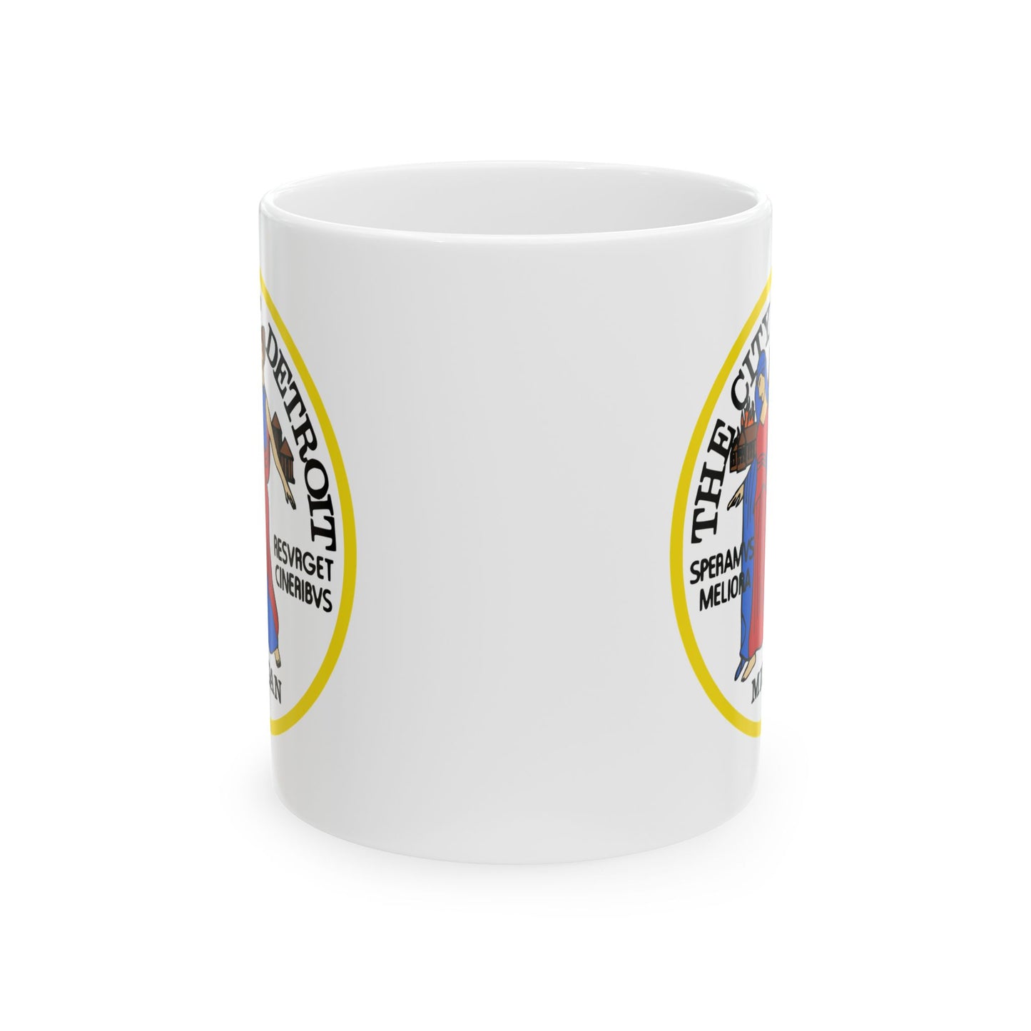 City of Detroit Coffee Mug - Double Sided Print, White Ceramic, 11oz by TheGlassyLass.com
