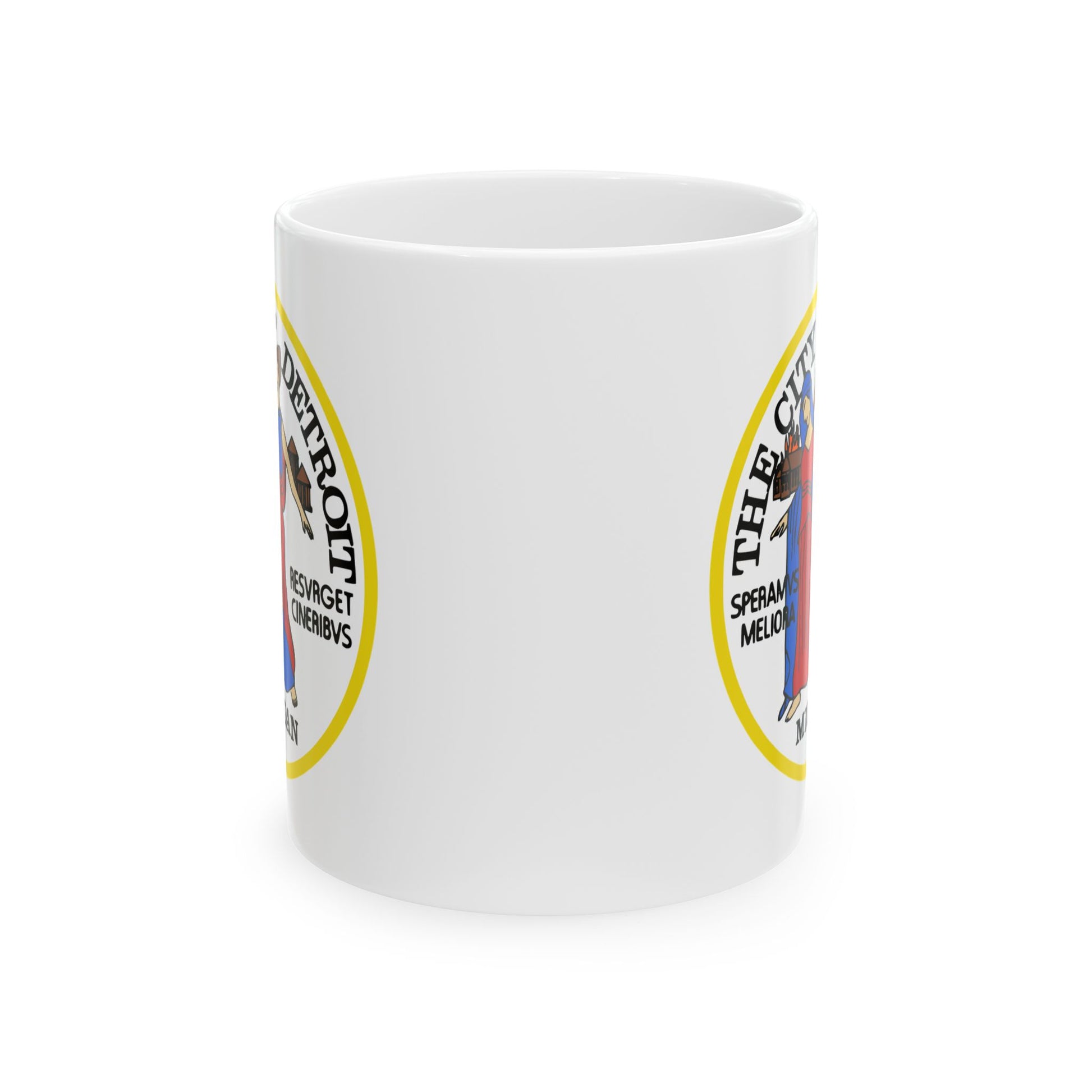 City of Detroit Coffee Mug - Double Sided Print, White Ceramic, 11oz by TheGlassyLass.com