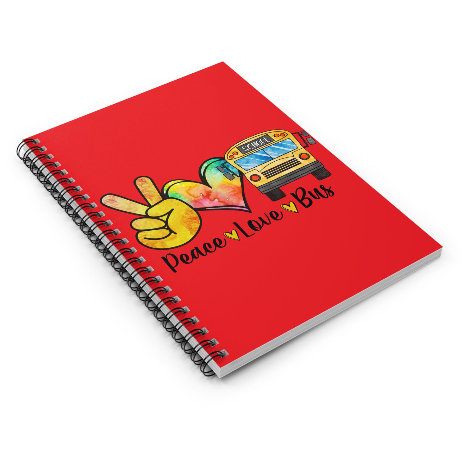 Peace - Love - School Bus: Spiral Notebook - Log Books - Journals - Diaries - and More Custom Printed by TheGlassyLass