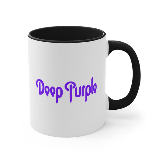 Deep Purple Coffee Mug - Double Sided Black Accent White Ceramic 11oz by TheGlassyLass