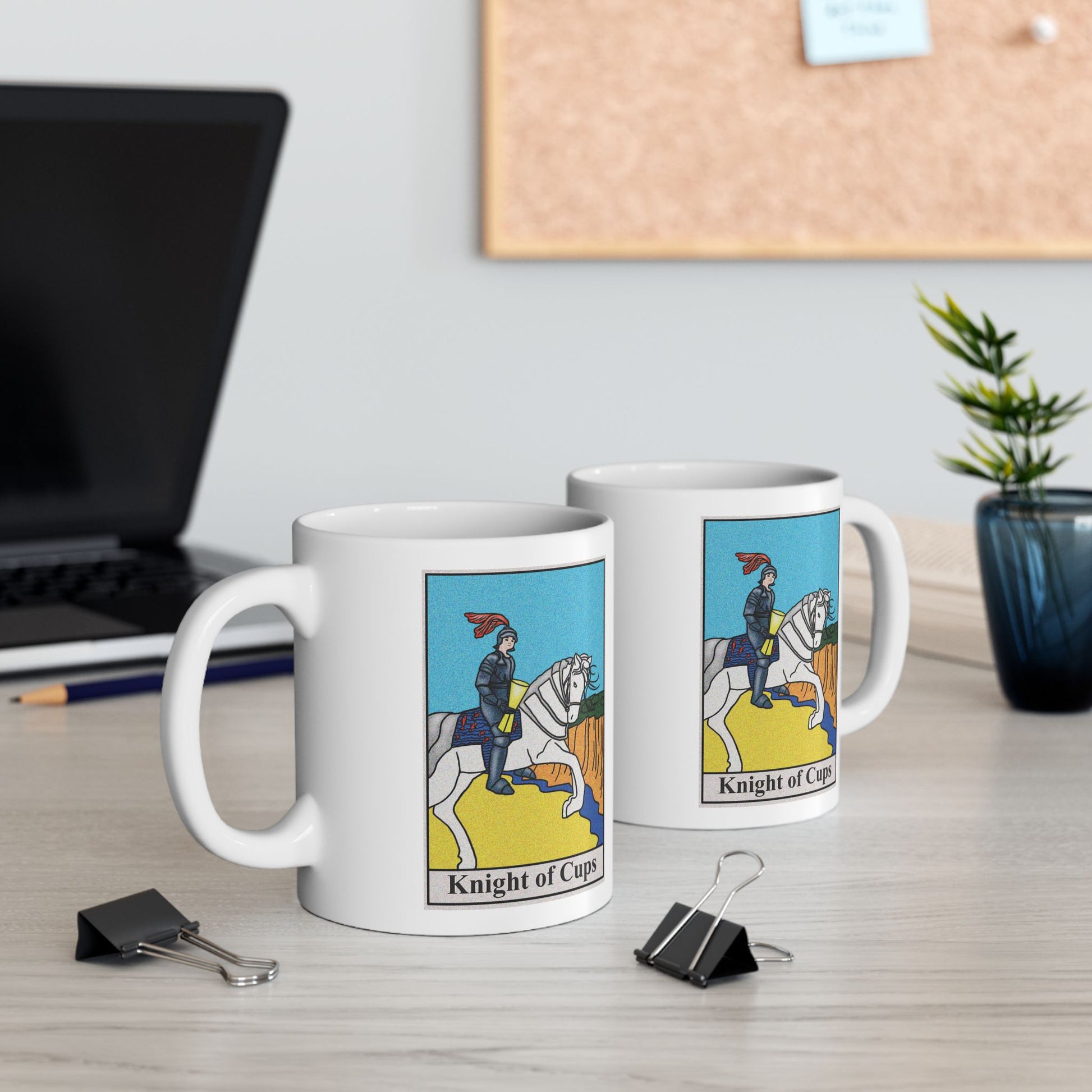 Knight of Cups Tarot Card Coffee Mug - Double Sided Print, White Ceramic, 11oz by TheGlassyLass.com
