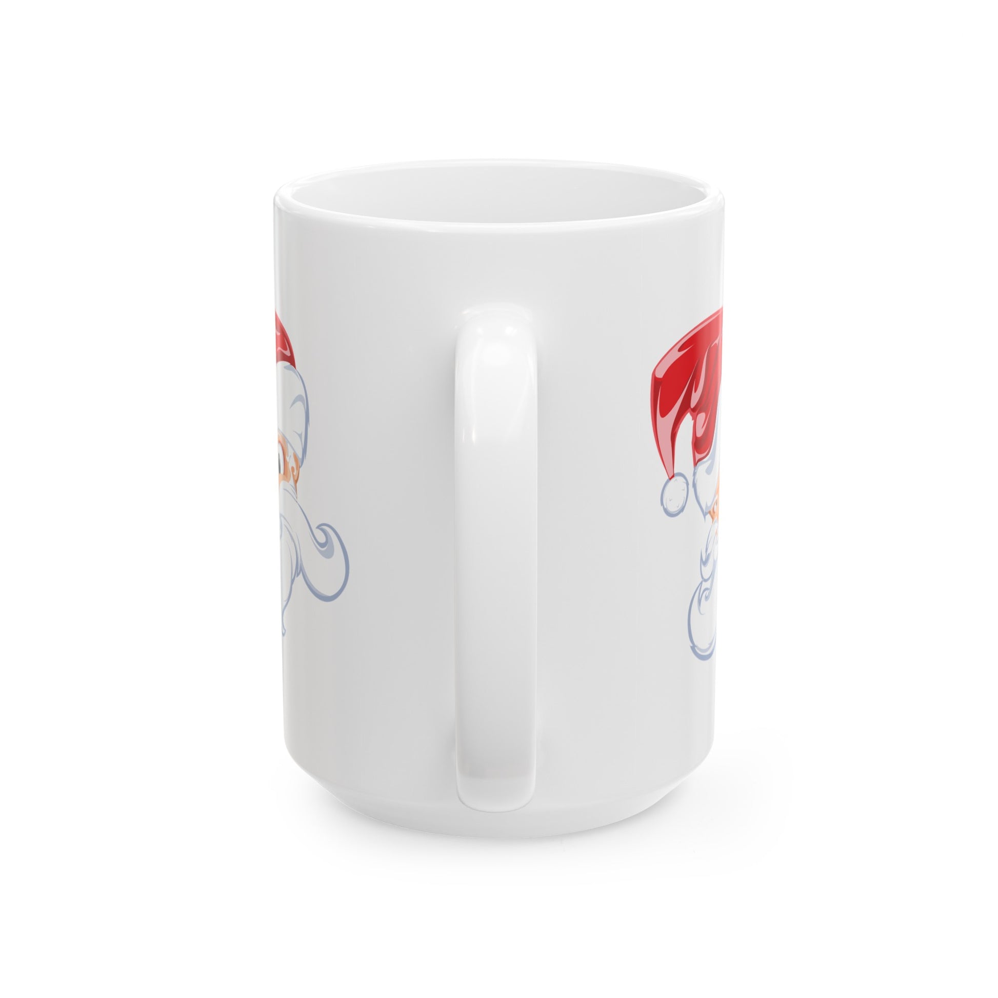 Angry Santa Christmas Coffee / Cocoa - Double Sided White Ceramic 15oz - by TheGlassyLass.com