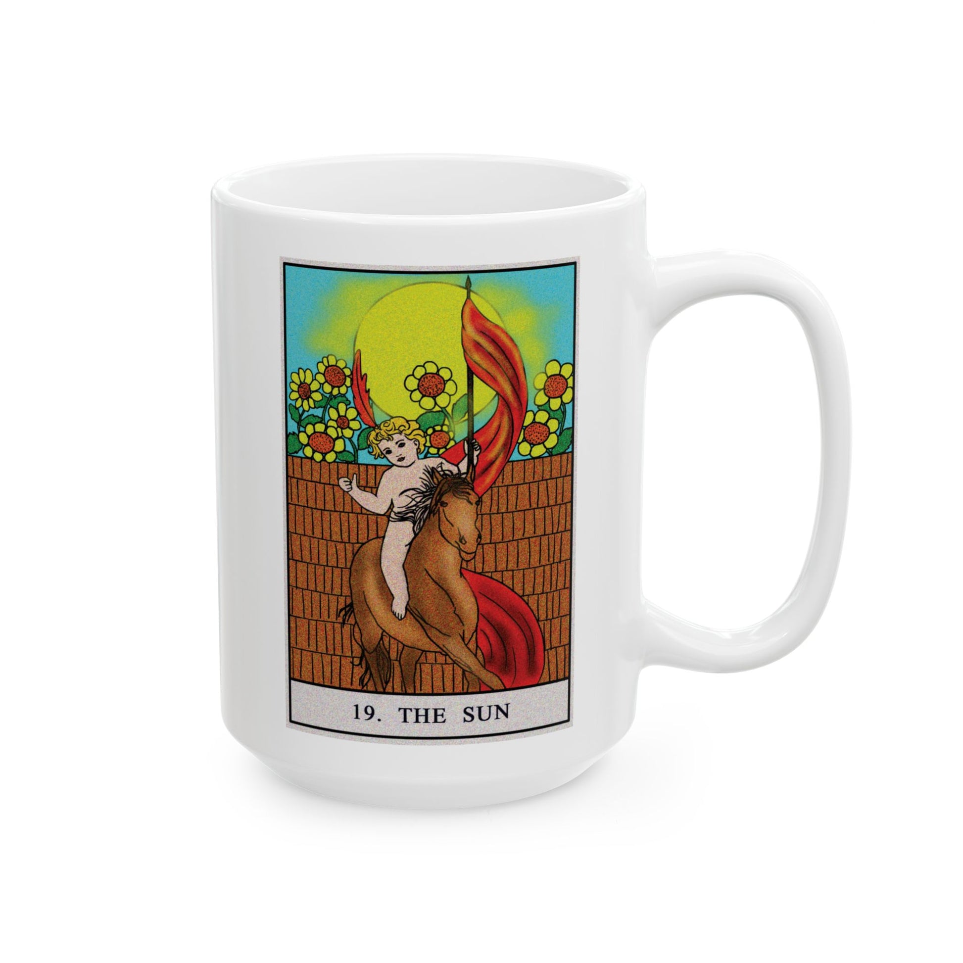 The Sun Tarot Card Coffee Mug - Double Sided White Ceramic 15oz by TheGlassyLass.com