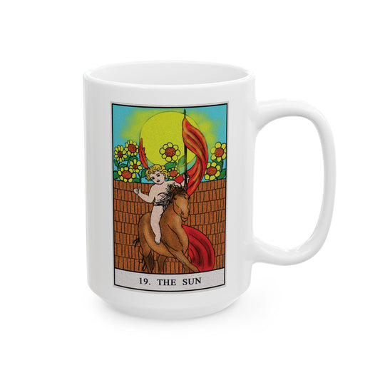 The Sun Tarot Card Coffee Mug - Double Sided White Ceramic 15oz by TheGlassyLass.com