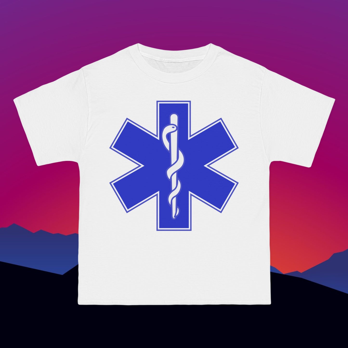 EMS Emergency Medical Service T-Shirt: (Hanes Beefy-T 100% Preshrunk Cotton Custom Printed by TheGlassyLass.com