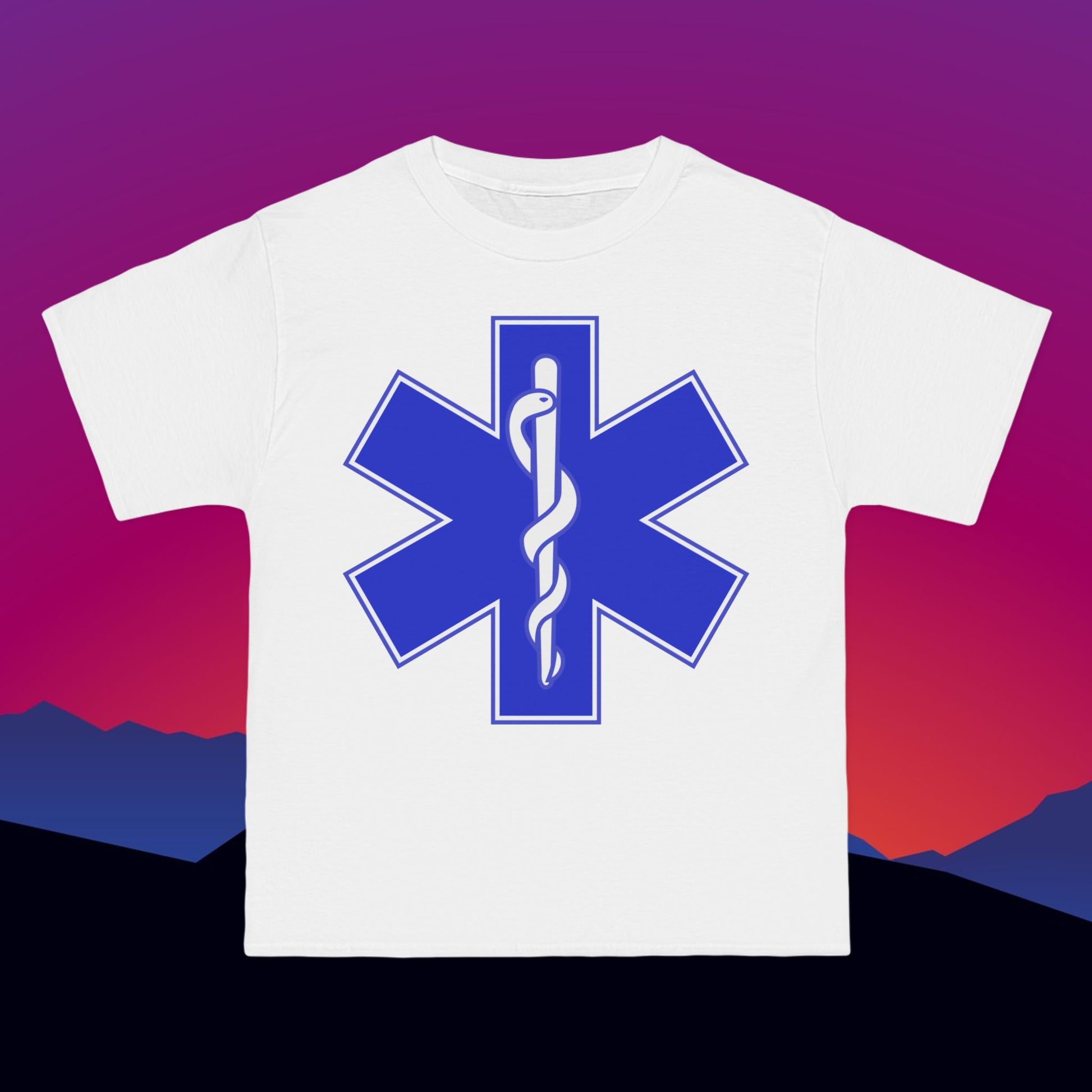 EMS Emergency Medical Service T-Shirt: (Hanes Beefy-T 100% Preshrunk Cotton Custom Printed by TheGlassyLass.com