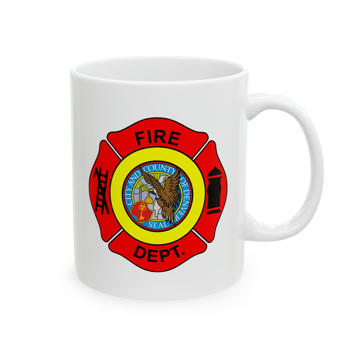 Denver Fire Department Coffee Mug - Double Sided White Ceramic 11oz by TheGlassyLass.com
