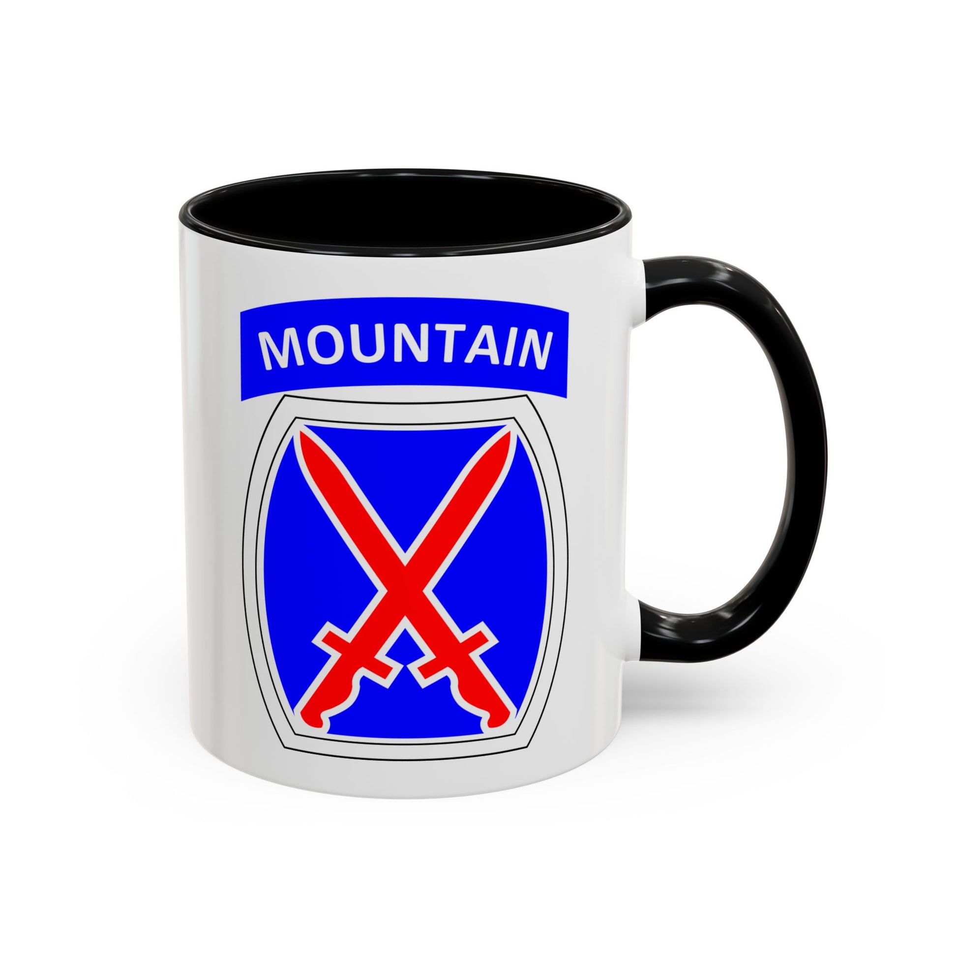 10th Mountain Division Coffee Mug - Double Sided Black Accent White Ceramic 11oz by TheGlassyLass.com