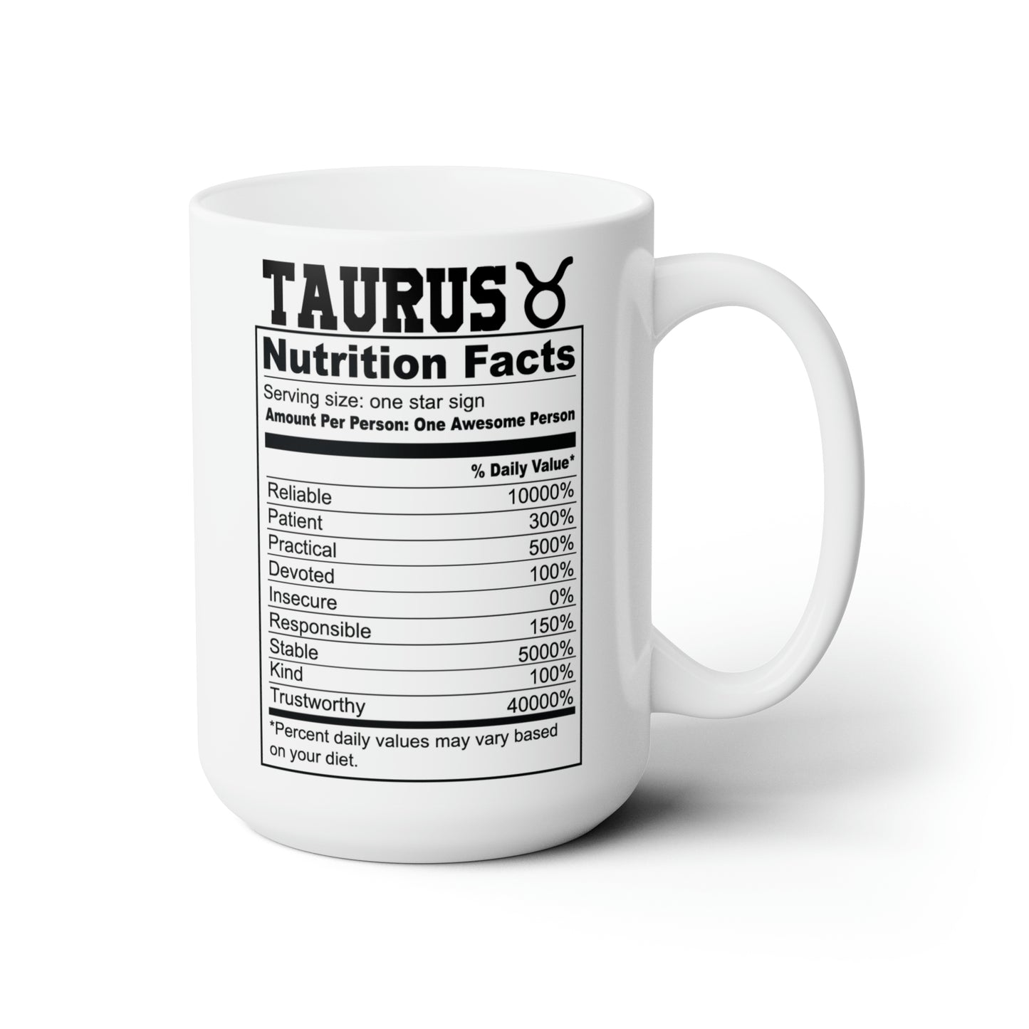 Taurus Tarot Card Coffee Mug - Double Sided White Ceramic 15oz - by TheGlassyLass.com