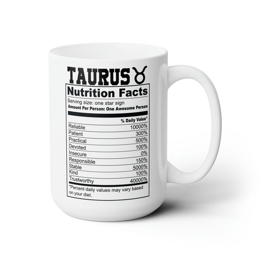 Taurus Tarot Card Coffee Mug - Double Sided White Ceramic 15oz - by TheGlassyLass.com