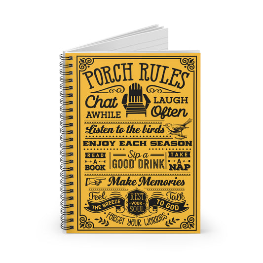 Porch Rules: Spiral Notebook - Log Books - Journals - Diaries - and More Custom Printed by TheGlassyLass.com