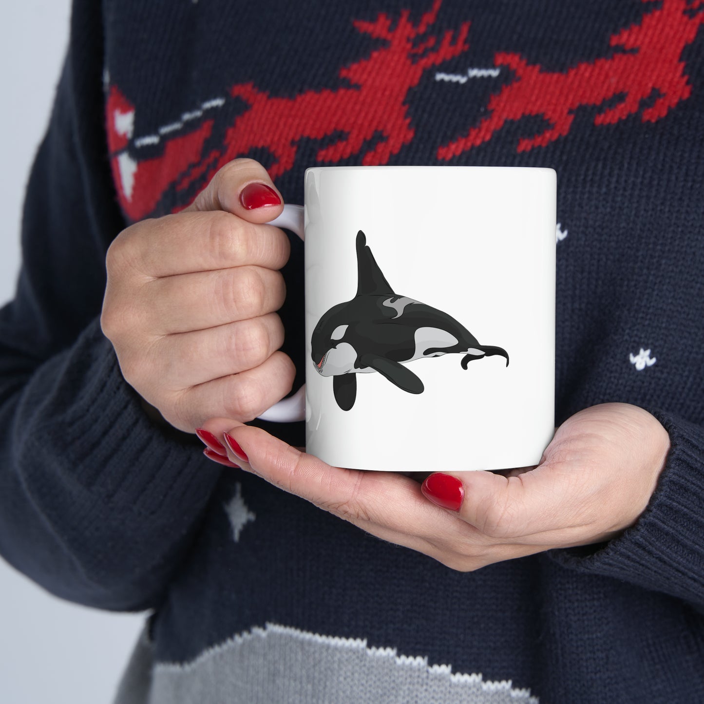 Orca Killer Whale Coffee Mug - Double Sided White Ceramic 11oz by TheGlassyLass.com