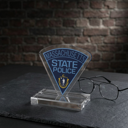 Massachusetts State Police Shoulder Patch Acrylic Standee by TheGlassyLass.com