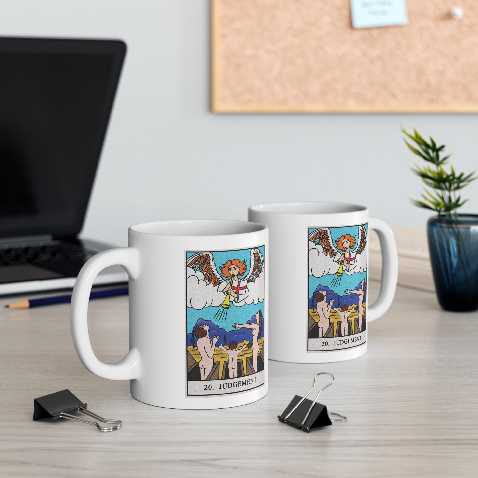 The Judgement Tarot Card Coffee Mug - Double Sided Print, White Ceramic, 11oz by TheGlassyLass.com