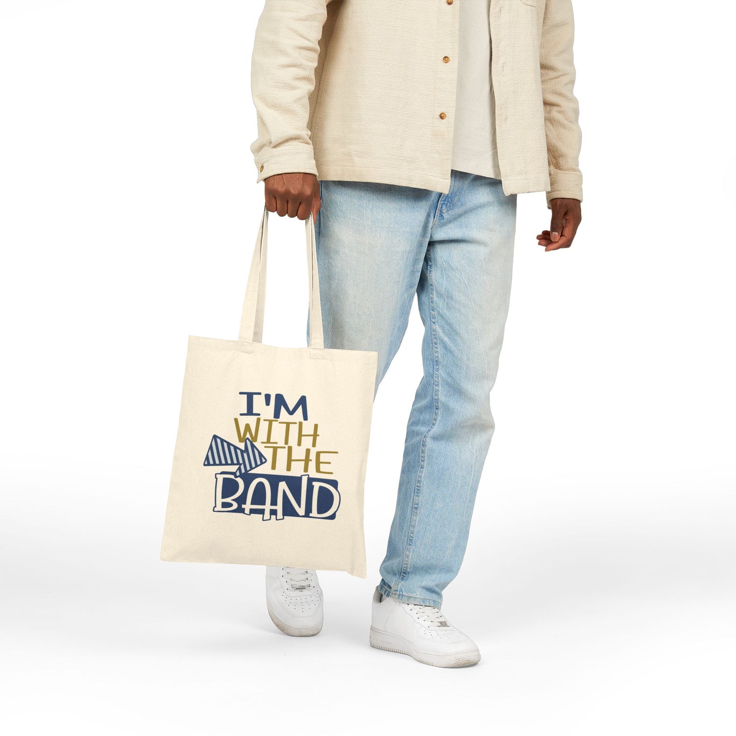 With The Band Logo Tote Bag - Heavyweight 100% Cotton Canvas by TheGlassyLass.com
