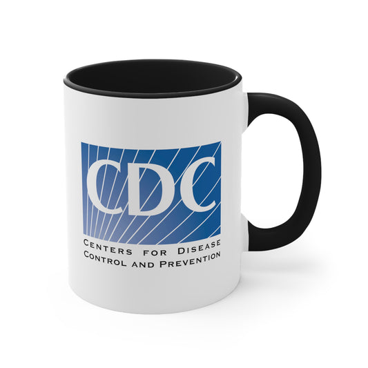 CDC Coffee Mug - Double Sided Black Accent White Ceramic 11oz by TheGlassyLass.com