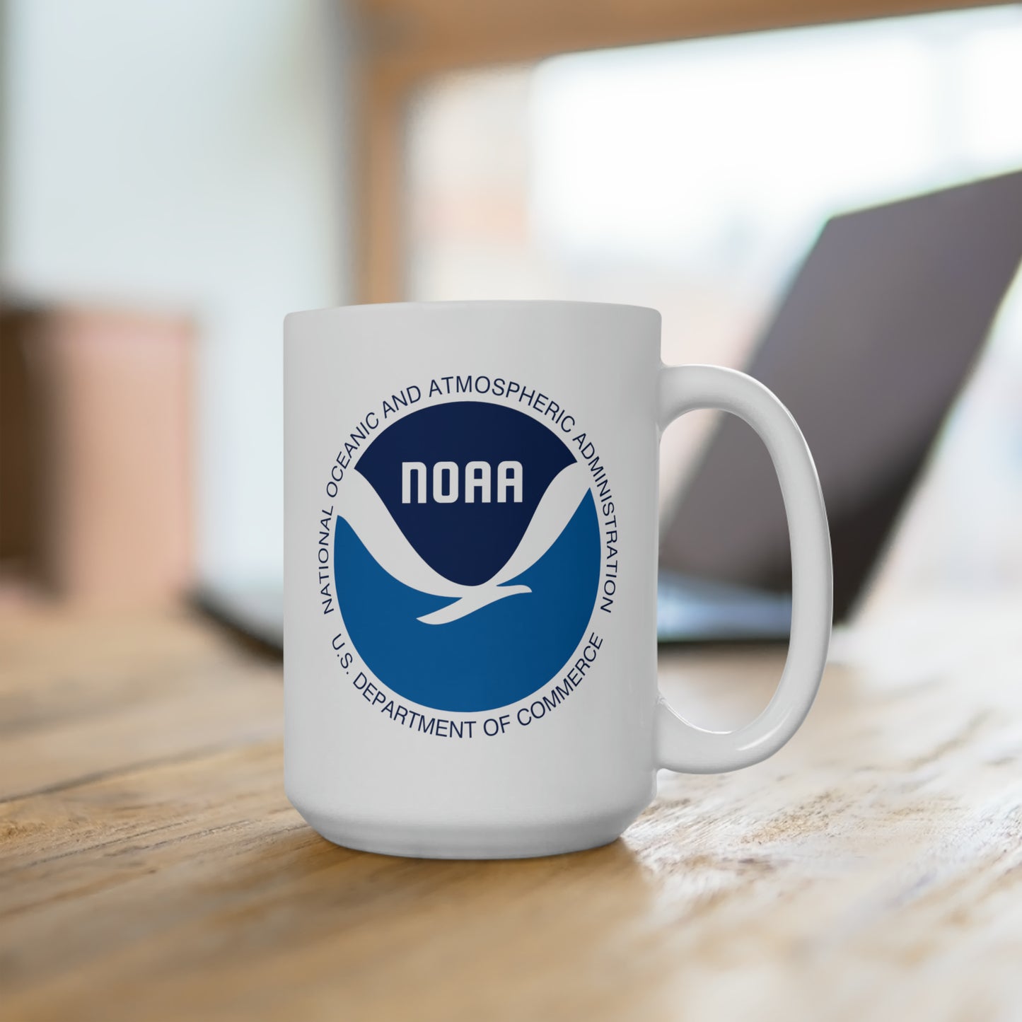 NOAA Logo Coffee Mug - Double Sided White Ceramic 15oz by TheGlassyLass.com