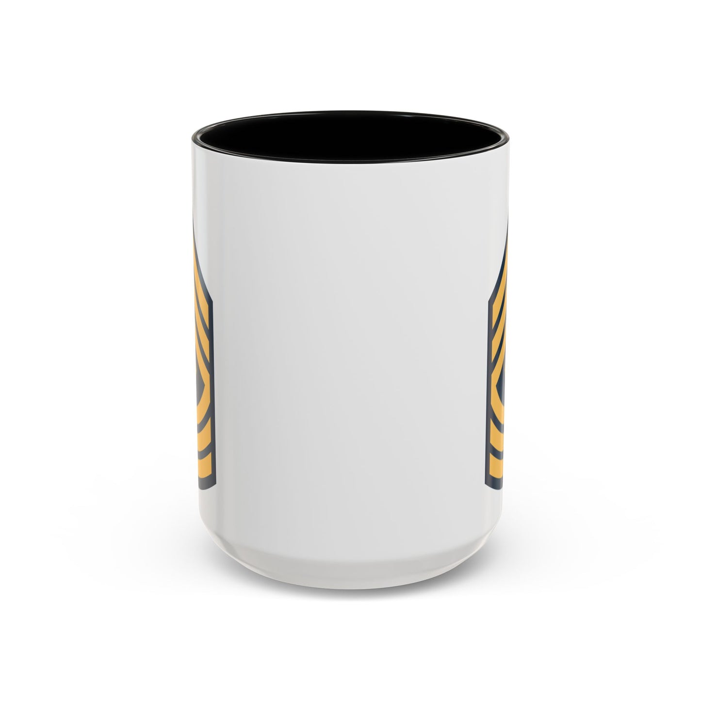 US Army First Sergeant (E-8) Stripes Coffee Mug - Double Sided Print, Black Accent White Ceramic, 15oz by TheGlassyLass.com