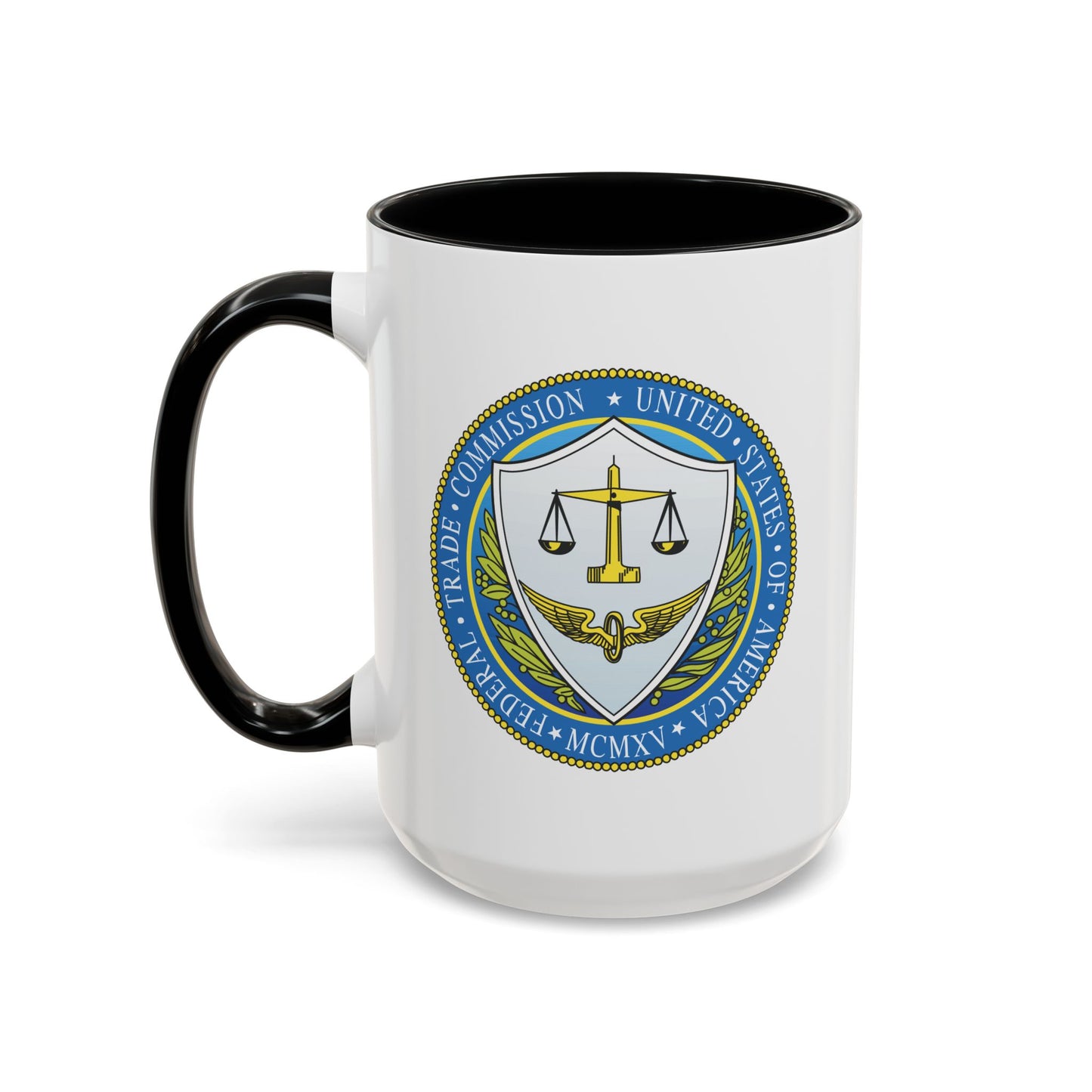 Federal Trade Commission Coffee Mug - Double Sided Print, Black Accent White Ceramic, 15oz by TheGlassyLass.com