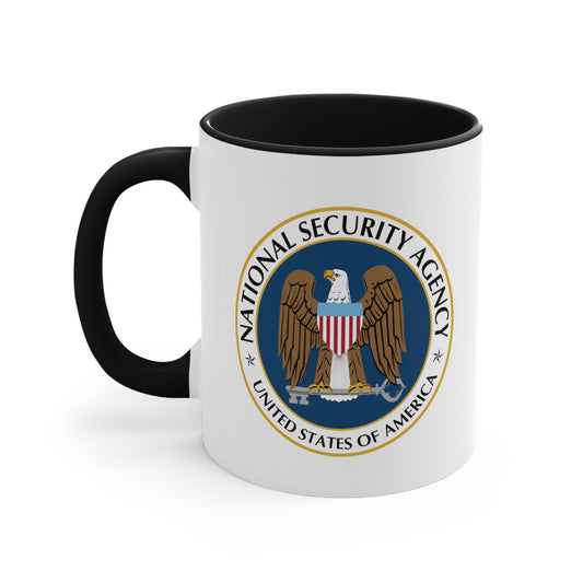 National Security Agency Coffee Mug - Double Sided Black Accent White Ceramic 11oz by TheGlassyLass.com