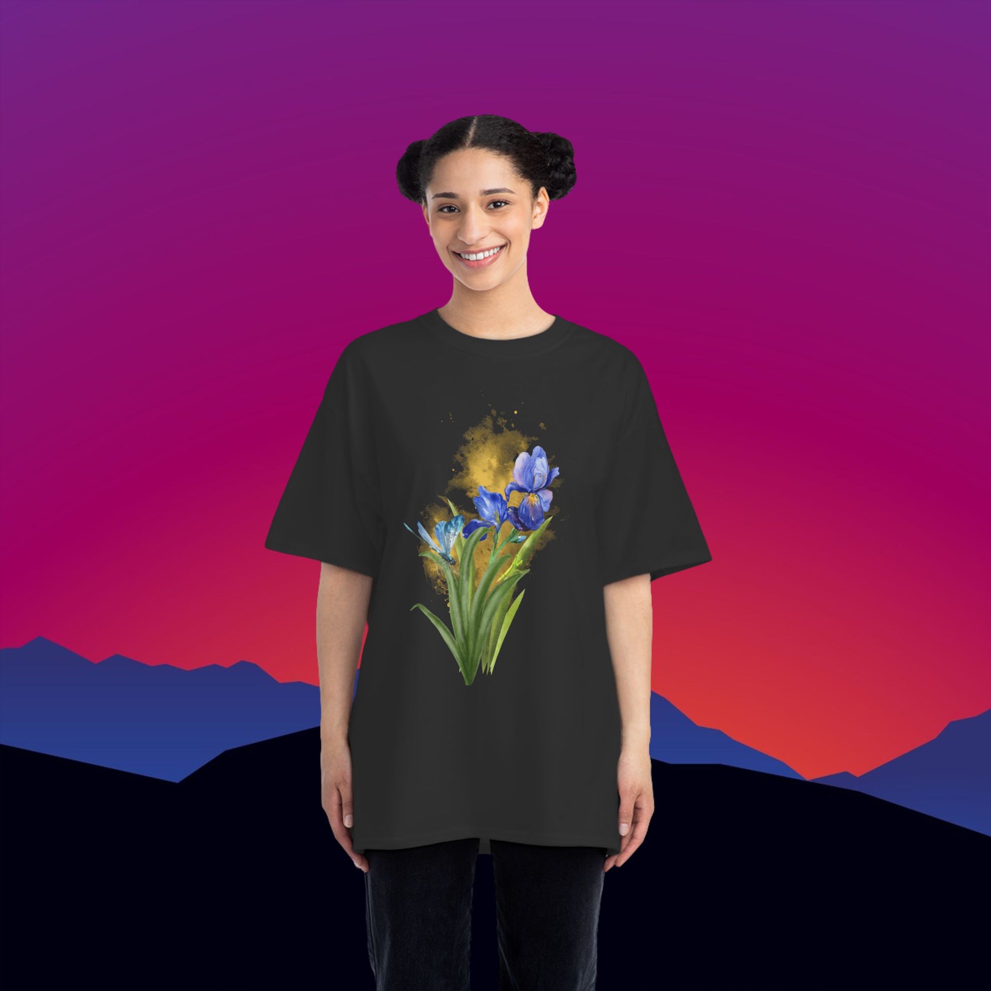 Iris Bloom T-Shirt: (Hanes Beefy-T 100% Preshrunk Cotton Custom Printed by TheGlassyLass.com