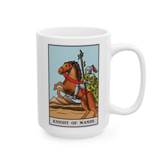 Knight of Wands Tarot Card Coffee Mug - Double Sided White Ceramic 15oz by TheGlassyLass.com