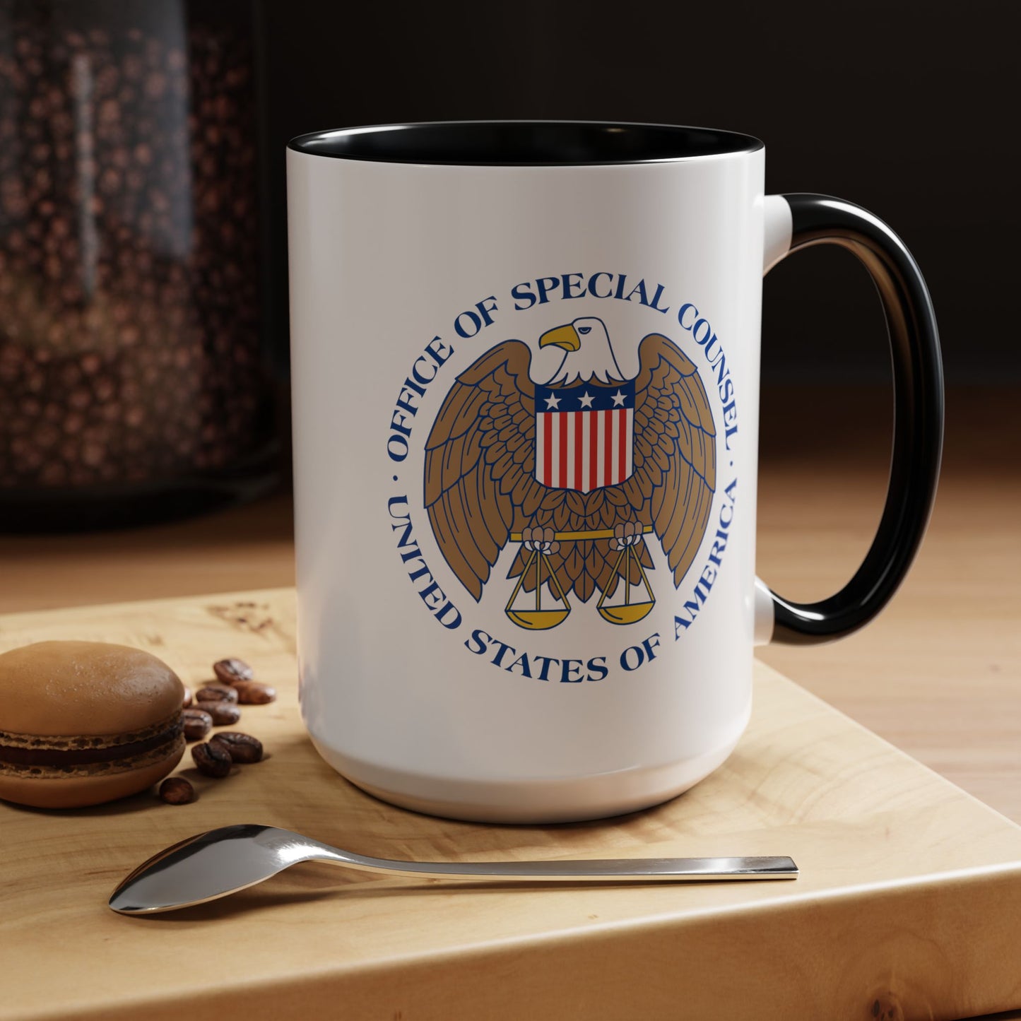 United States Office of Special Counsel Seal Coffee Mug - Double Sided Black Accent White Ceramic 15oz by TheGlassyLass.com