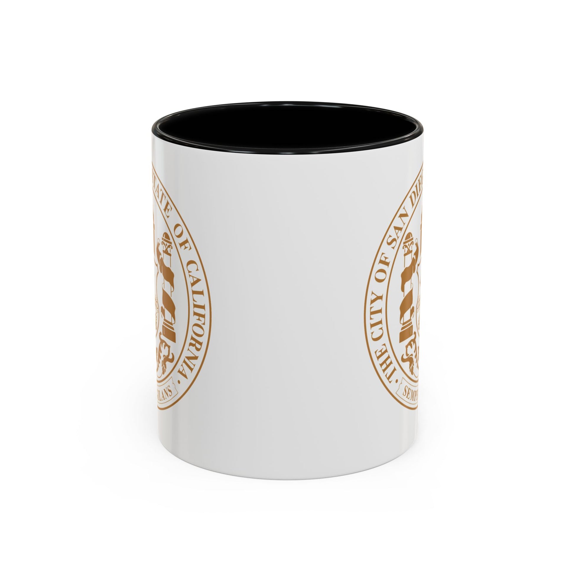 City of City of San Diego Seal Coffee Mug - Double Sided Print, Black Accent White Ceramic, 11oz by TheGlassyLass.com