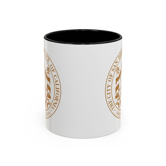 City of City of San Diego Seal Coffee Mug - Double Sided Print, Black Accent White Ceramic, 11oz by TheGlassyLass.com