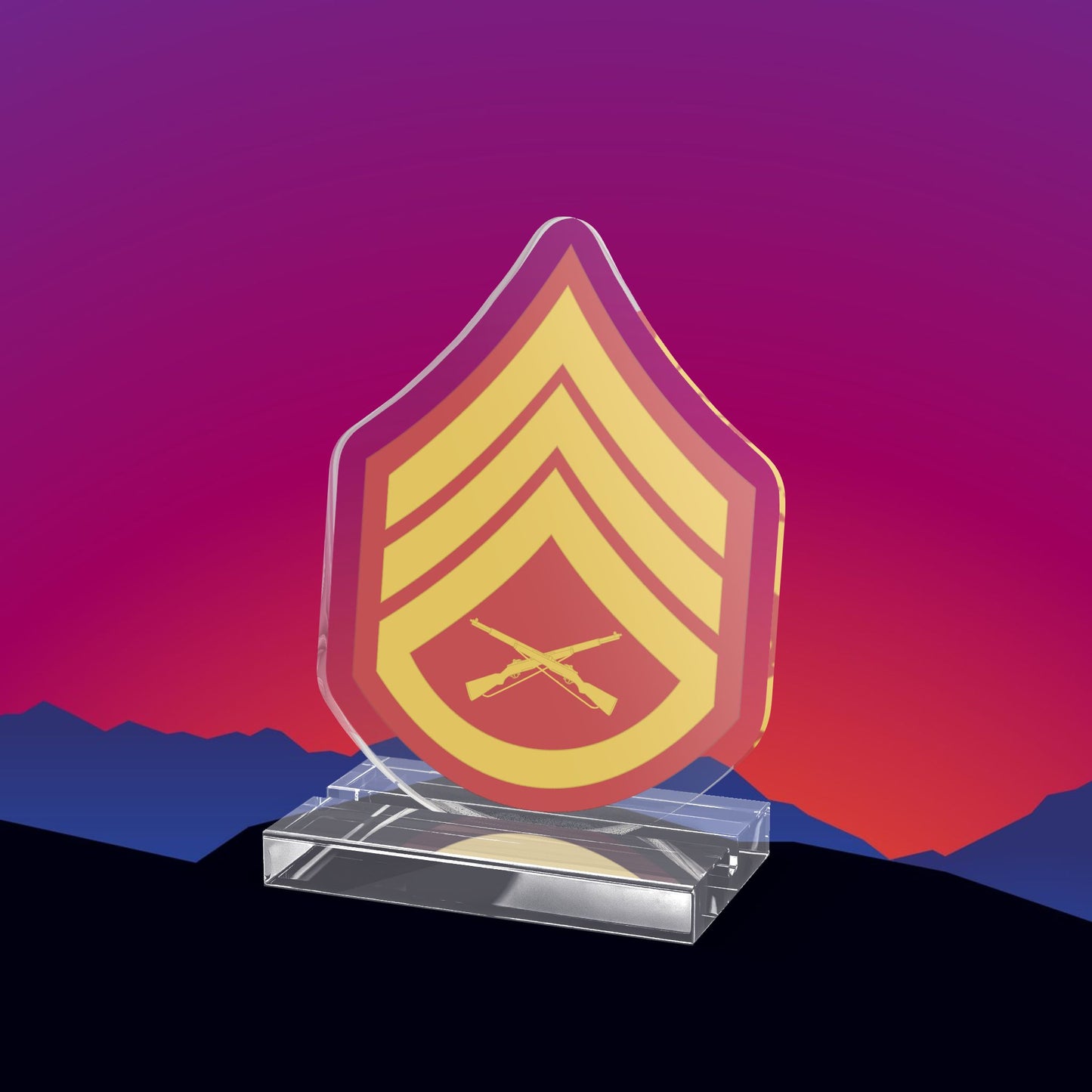 USMC Staff Sergeant (E-6) Stripes Acrylic Standee by TheGlassyLass.com