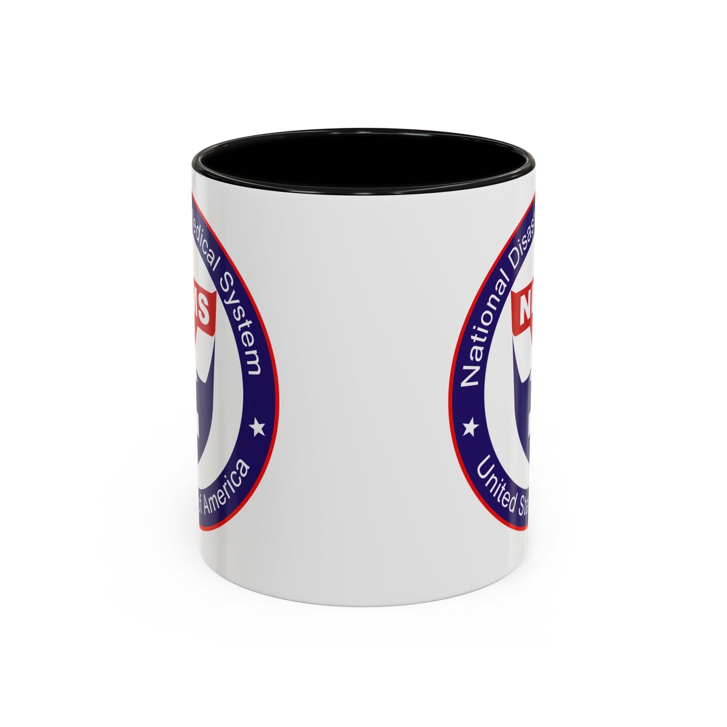National Disaster Medical System Coffee Mug - Double Sided Print, Black Accent White Ceramic, 11oz by TheGlassyLass.com