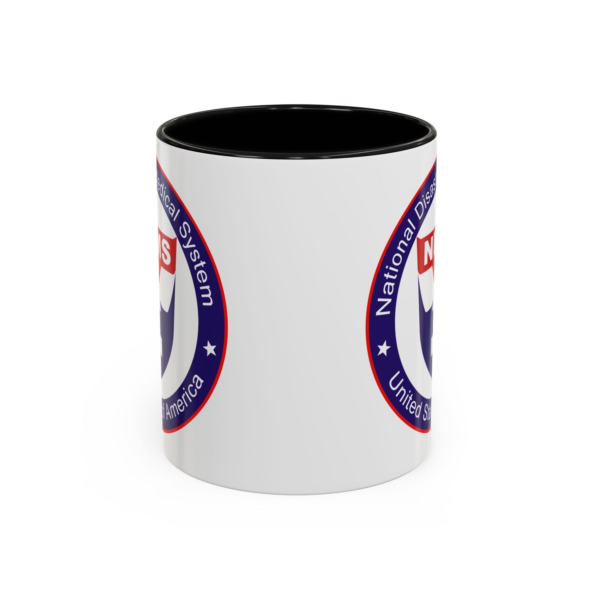 National Disaster Medical System Coffee Mug - Double Sided Print, Black Accent White Ceramic, 11oz by TheGlassyLass.com