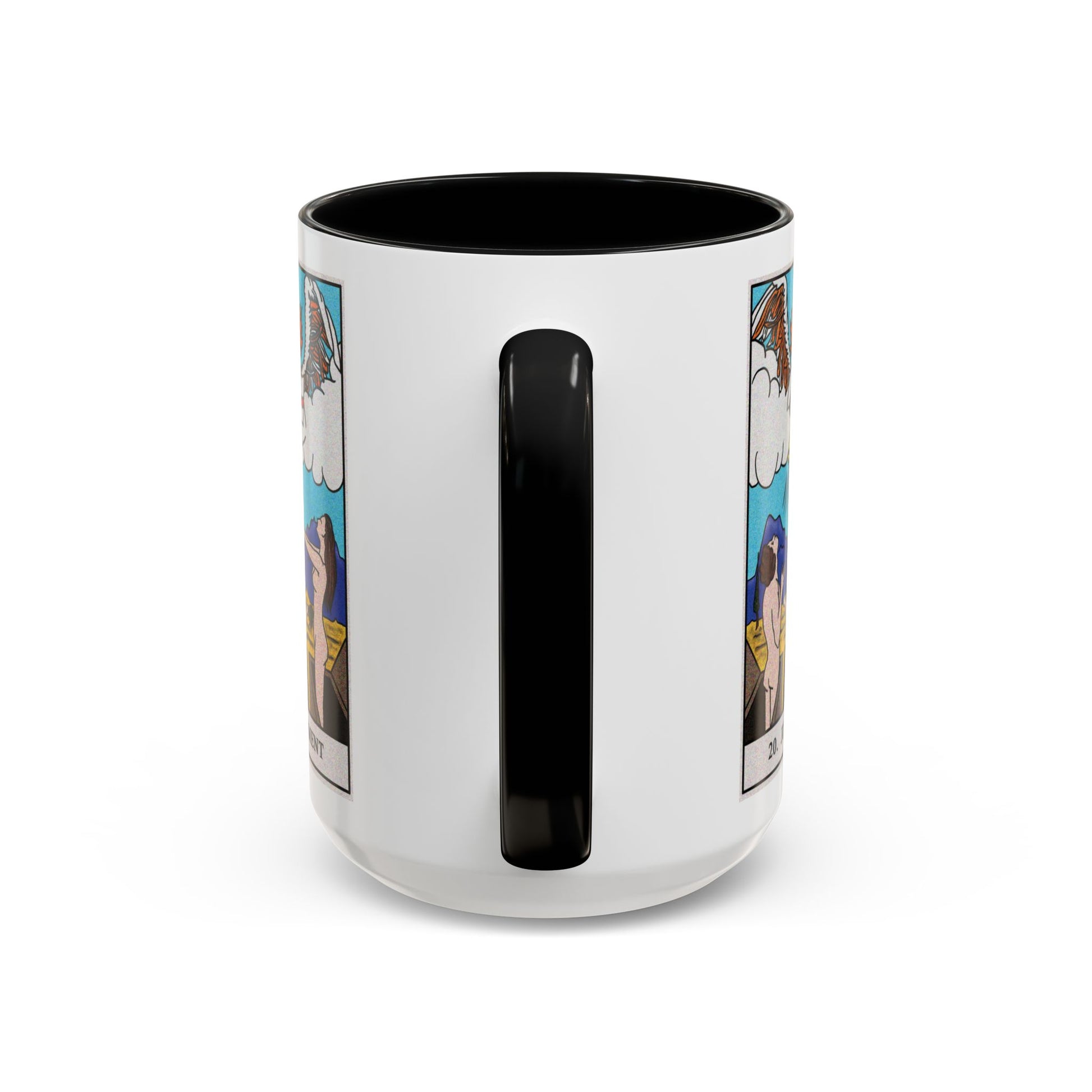 The Judgement Tarot Card Coffee Mug - Double Sided Black Accent White Ceramic 15oz by TheGlassyLass.com