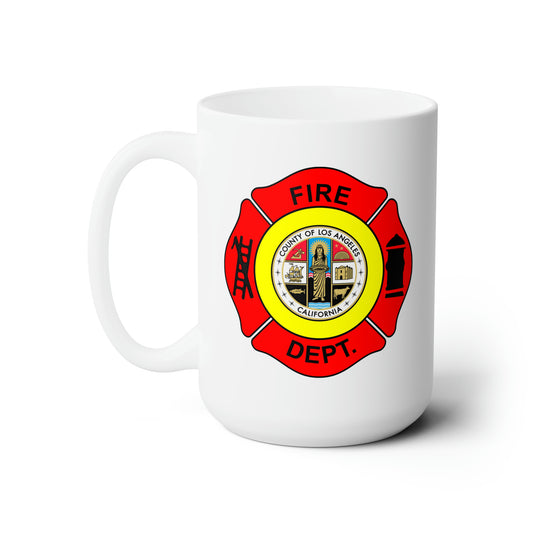 LA County Fire Department Coffee Mug - Double Sided White Ceramic 15oz by TheGlassyLass.com