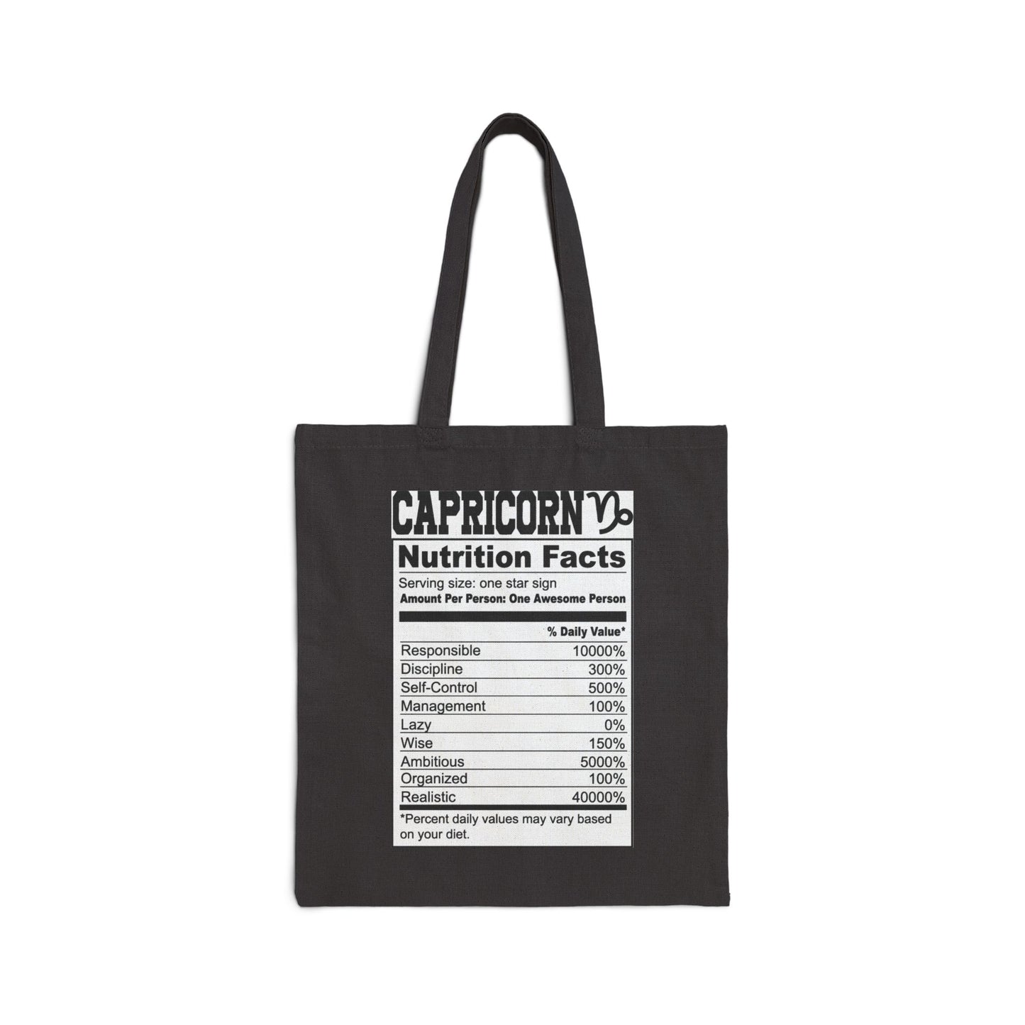 Capricorn Nutrition Facts Logo Tote Bag - Heavyweight 100% Cotton Canvas by TheGlassyLass.com