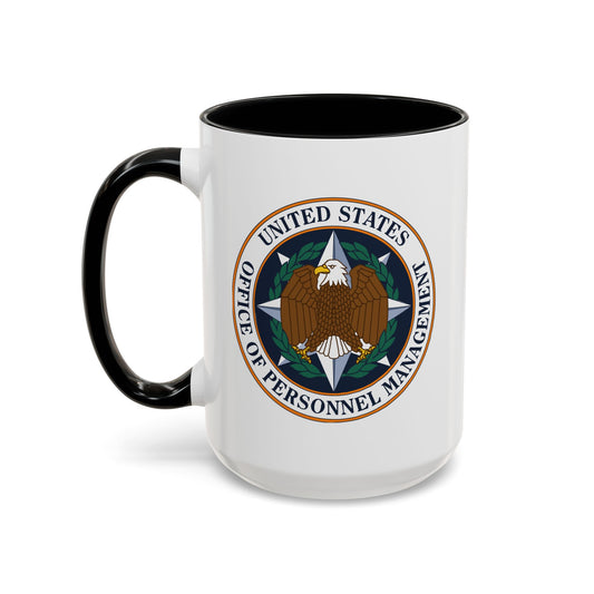 US Office of Personnel Management Coffee Mug - Double Sided Print, Black Accent White Ceramic, 15oz by TheGlassyLass.com