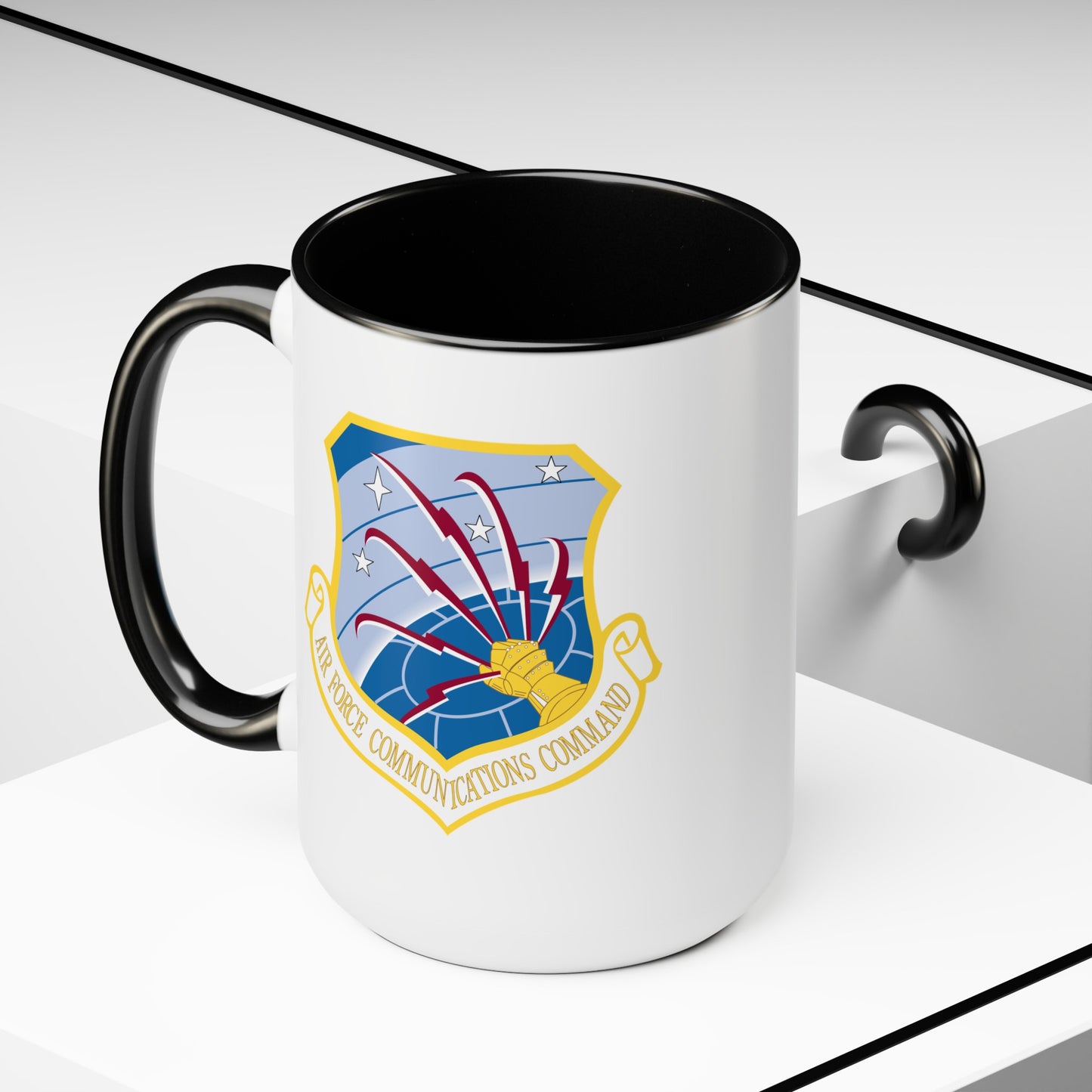 Air Force Communications Command - Double Sided Black Accent White Ceramic Coffee Mug 15oz by TheGlassyLass.com