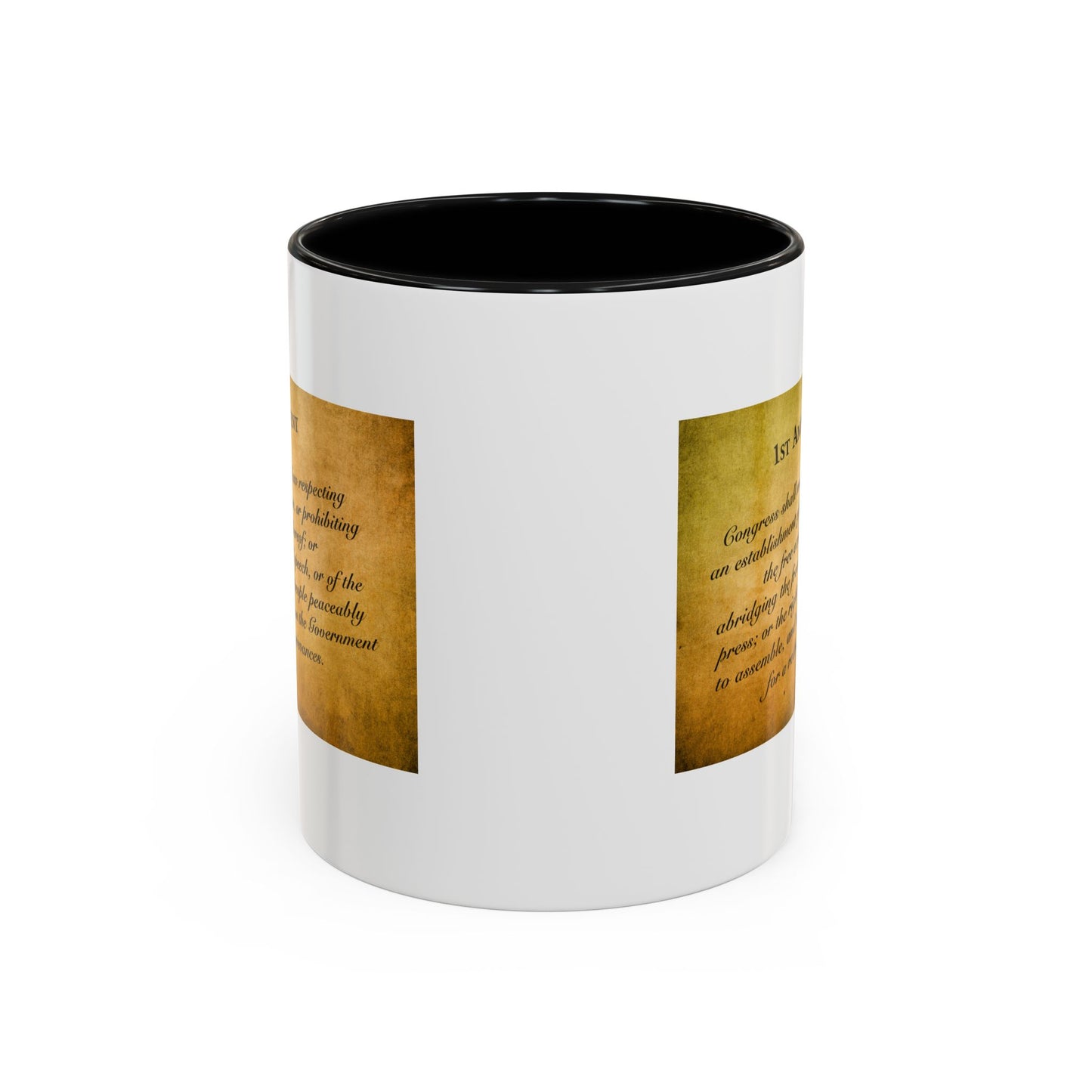 1st Amendment Coffee Mug - Double Sided Black Accent White Ceramic 11oz by TheGlassyLass.com