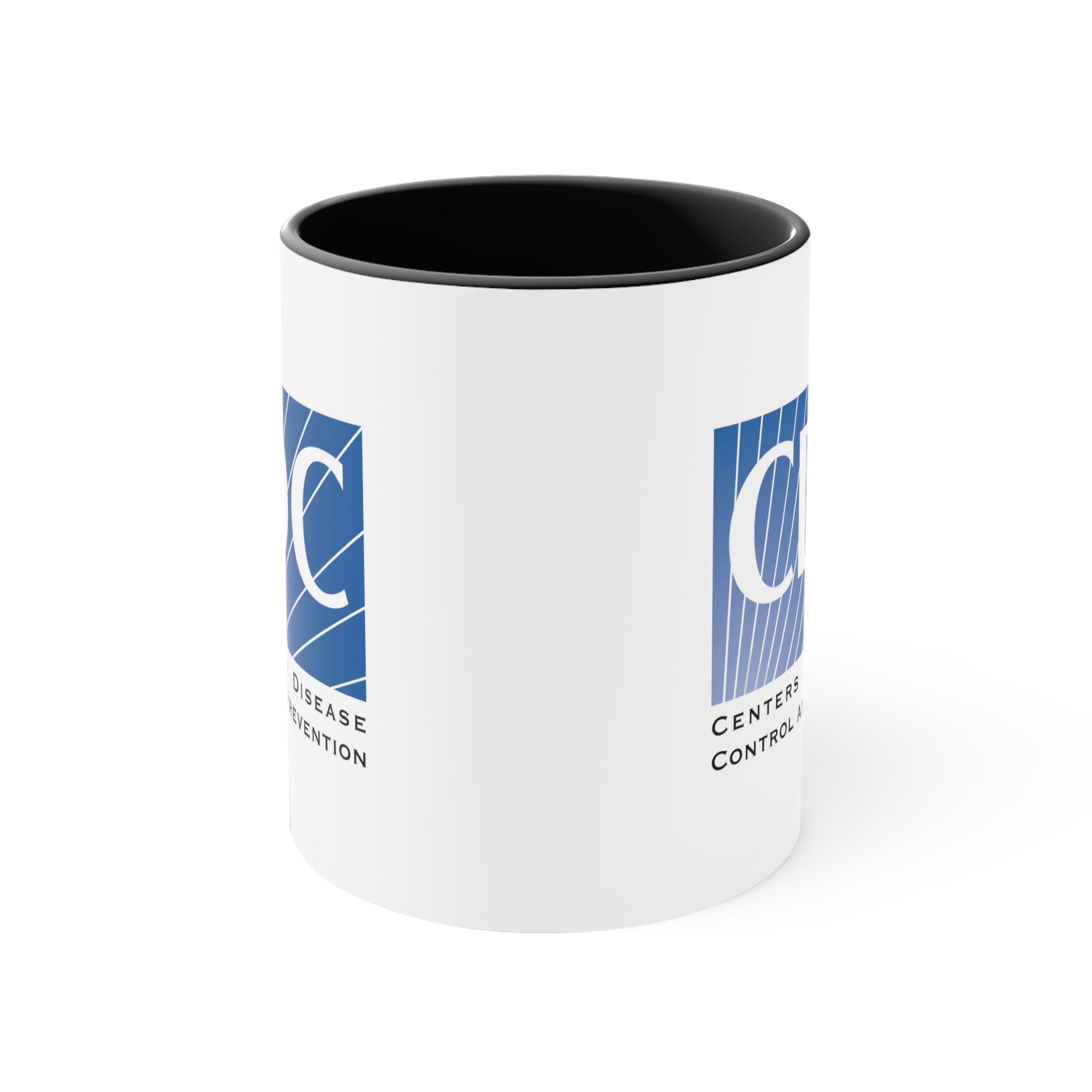 CDC Coffee Mug - Double Sided Black Accent White Ceramic 11oz by TheGlassyLass.com