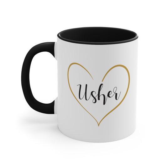 Usher Coffee Mug - Double Sided Black Accent Ceramic 11oz by TheGlassyLass.com