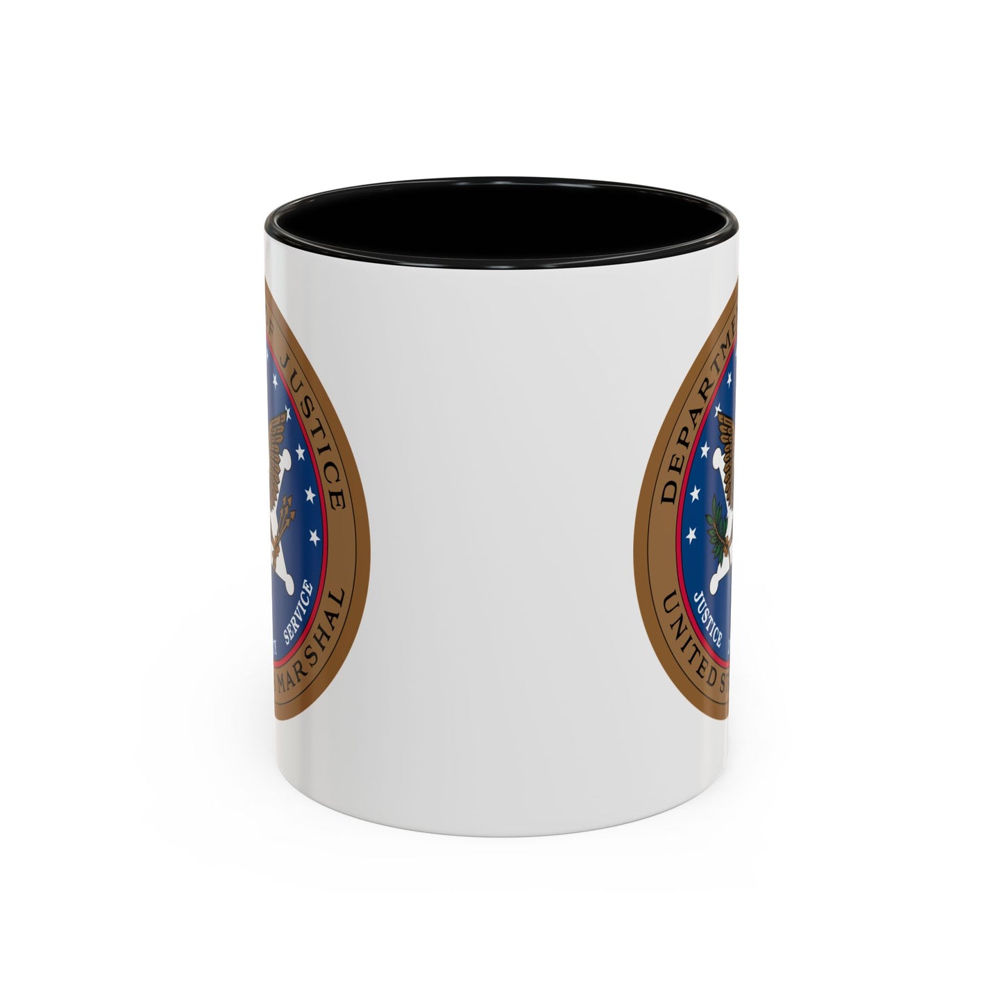 US Marshal Seal Coffee Mug - Double Sided Print, Black Accent White Ceramic, 11oz by TheGlassyLass.com