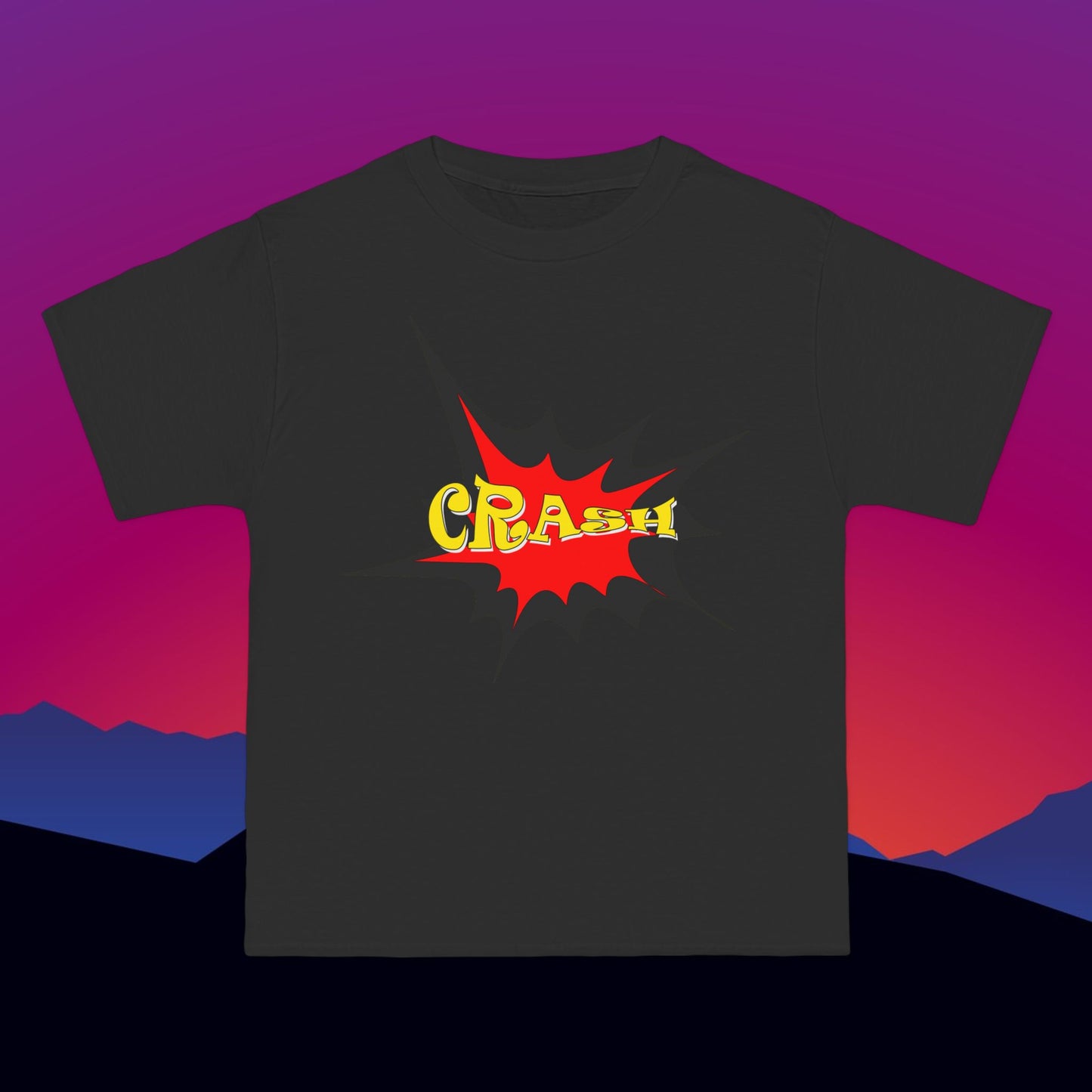 Superhero CRASH T-Shirt: (Hanes Beefy-T 100% Preshrunk Cotton) Custom Printed by TheGlassyLass.com