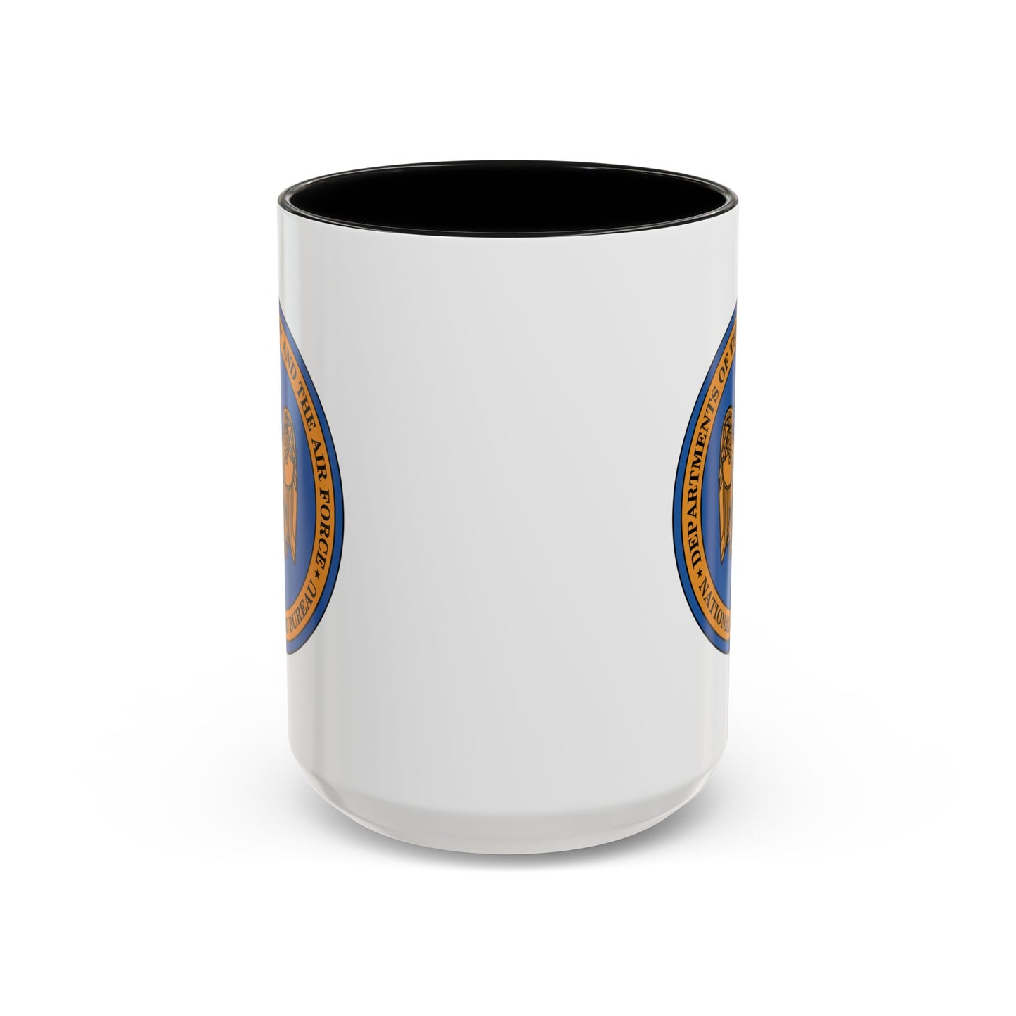 National Guard Bureau Seal Coffee Mug - Double Sided Print, Black Accent White Ceramic, 15oz by TheGlassyLass.com