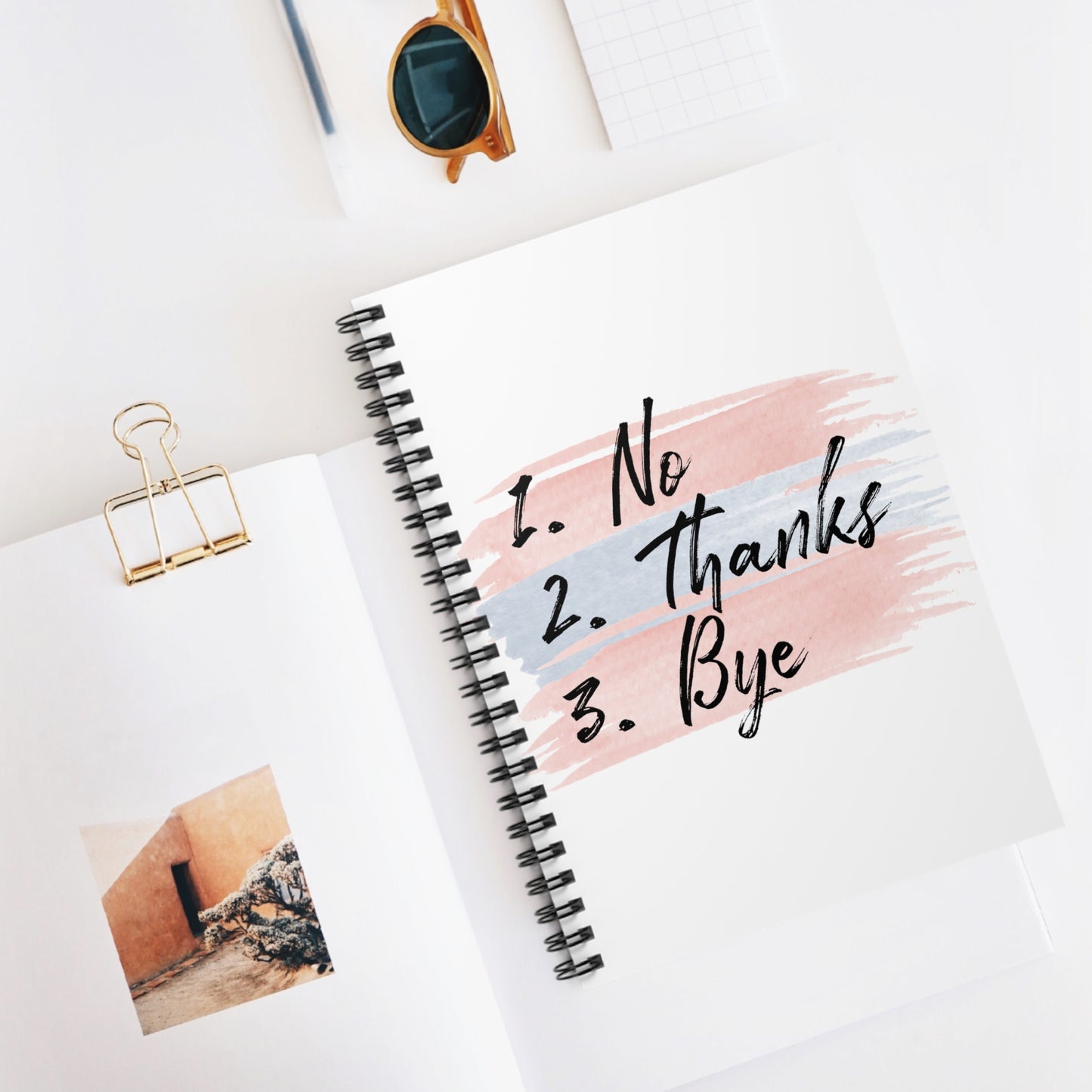 No - Thanks - Bye: Spiral Notebook - Log Books - Journals - Diaries - and More Custom Printed by TheGlassyLass