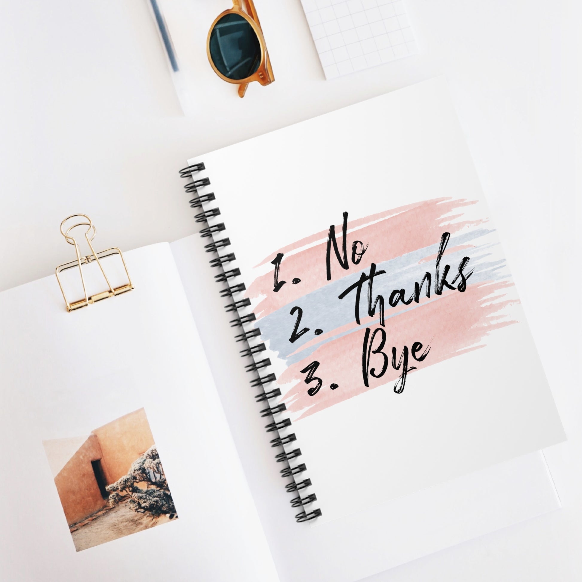 No - Thanks - Bye: Spiral Notebook - Log Books - Journals - Diaries - and More Custom Printed by TheGlassyLass