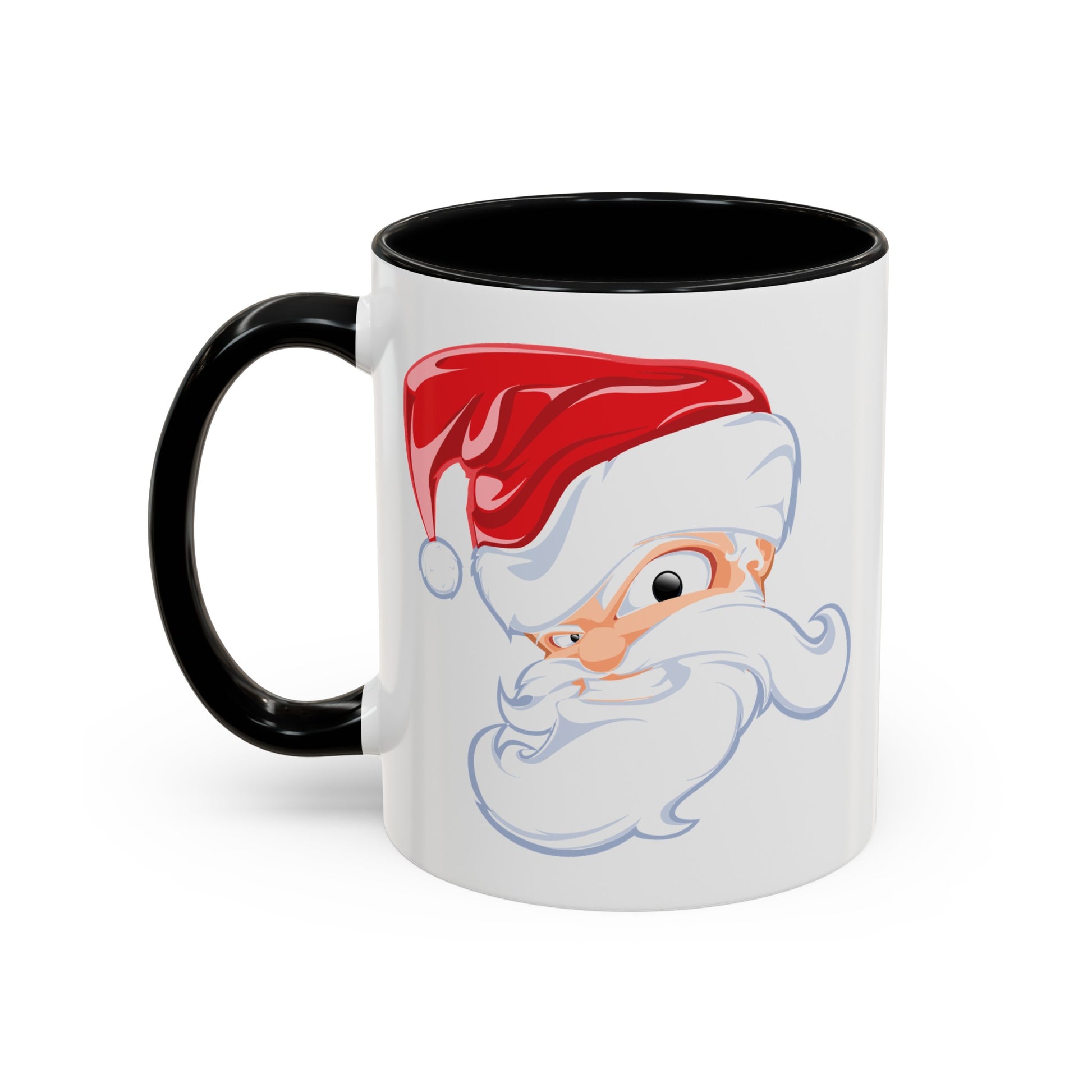 Angry Santa Christmas Coffee / Cocoa Mug - Double Sided Black Accent Ceramic 11oz - by TheGlassyLass.com