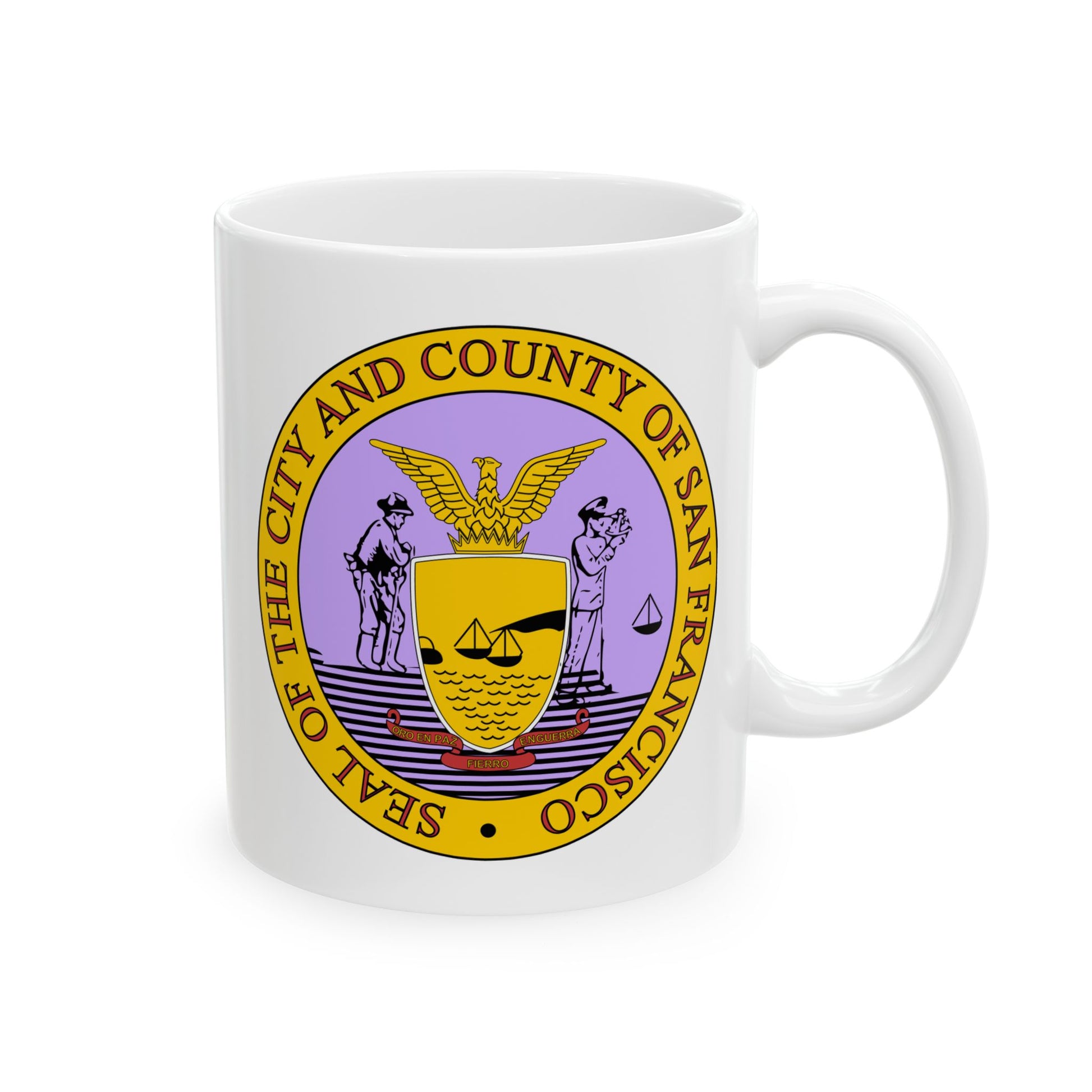 San Francisco City / County Seal Coffee Mug - Double Sided Print, White Ceramic, 11oz by TheGlassyLass.com