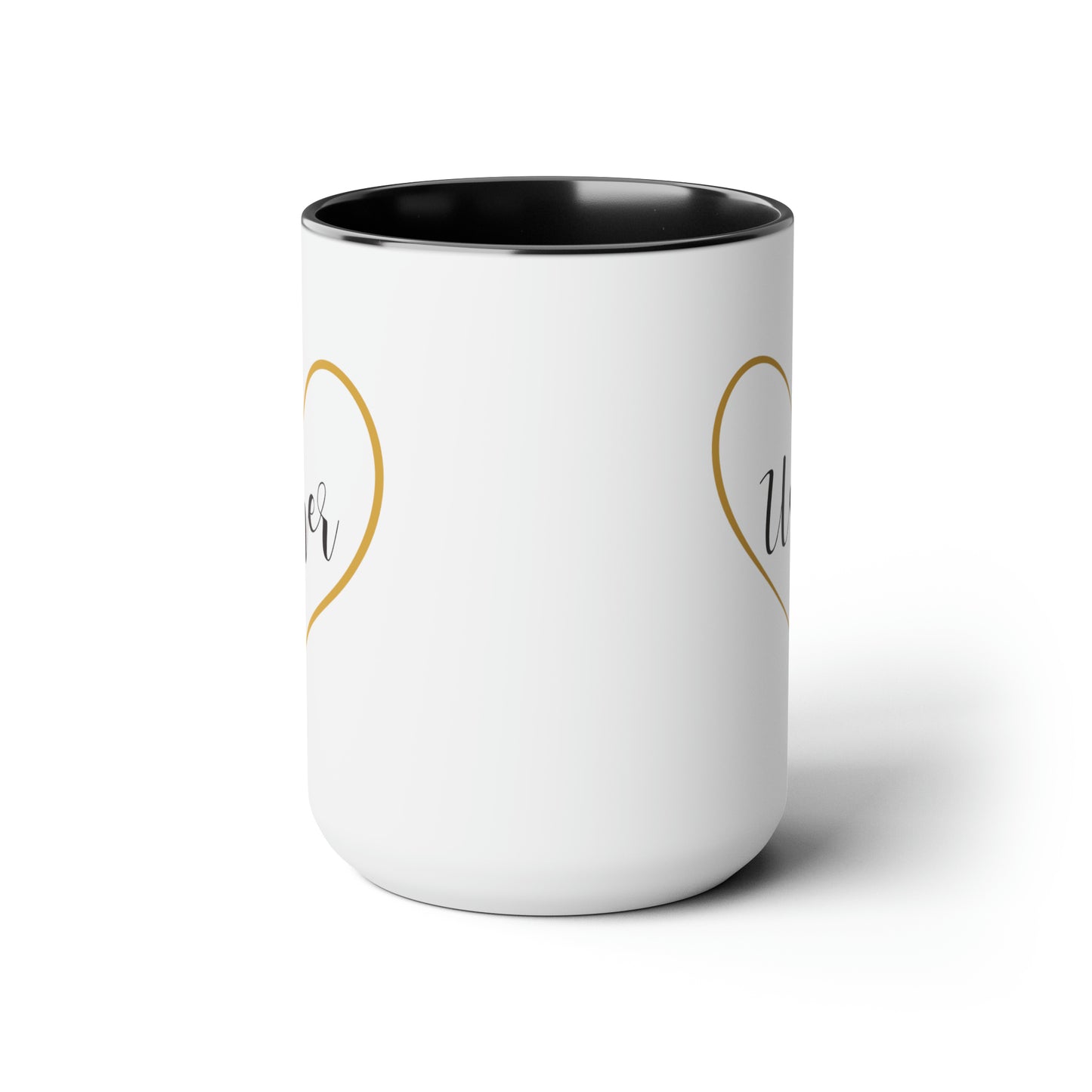 Usher Coffee Mug - Double Sided Black Accent Ceramic 15oz by TheGlassyLass.com
